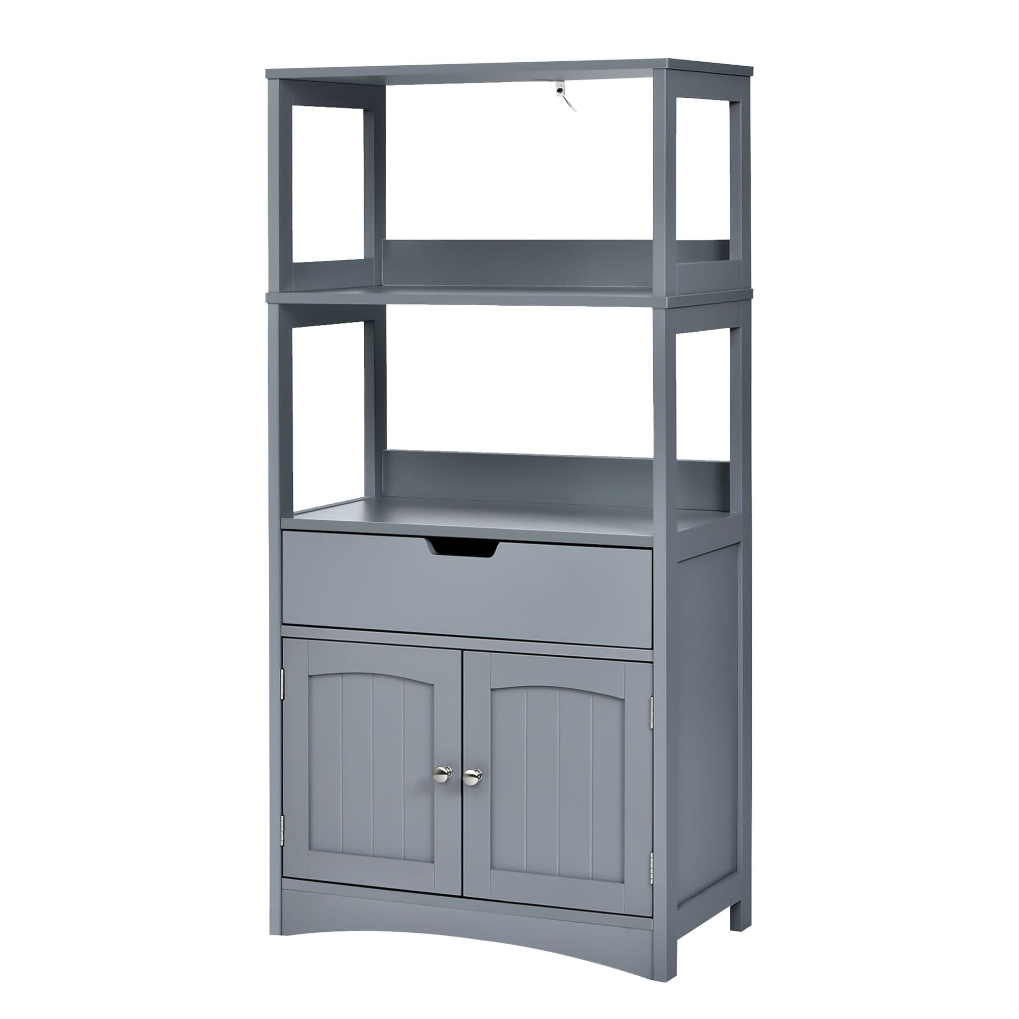 WELLFOR OUJ66295GR 24-in x 48-in x 13-in Gray Freestanding Linen Cabinet