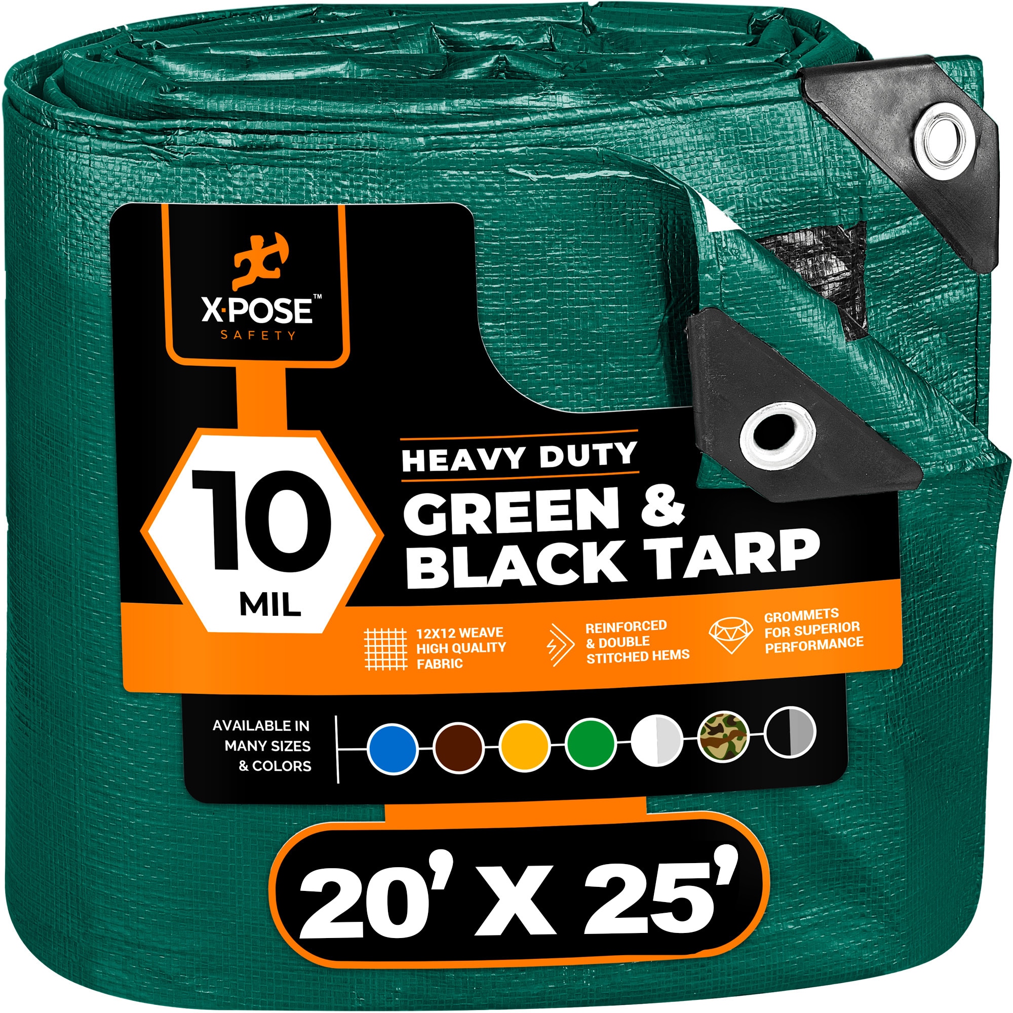 XPOSE SAFETY MTGB-2025-X 20-ft x 25-ft Green Waterproof Commercial Polyethylene 10-mil Tarp