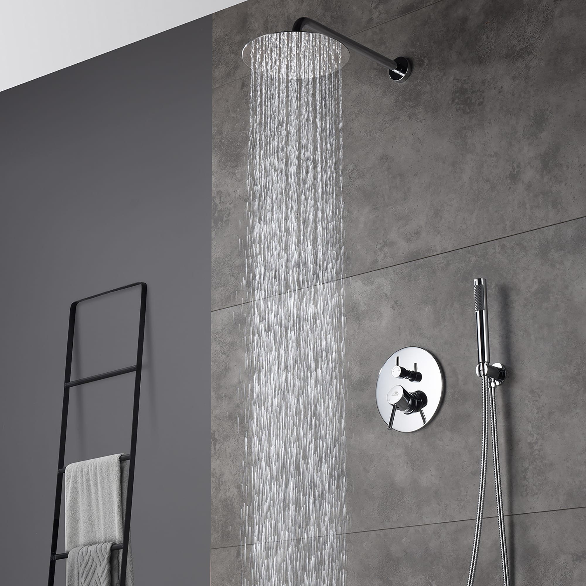 CASAINC Chrome 10-in Waterfall Built-In Shower Faucet System with 2-way ...