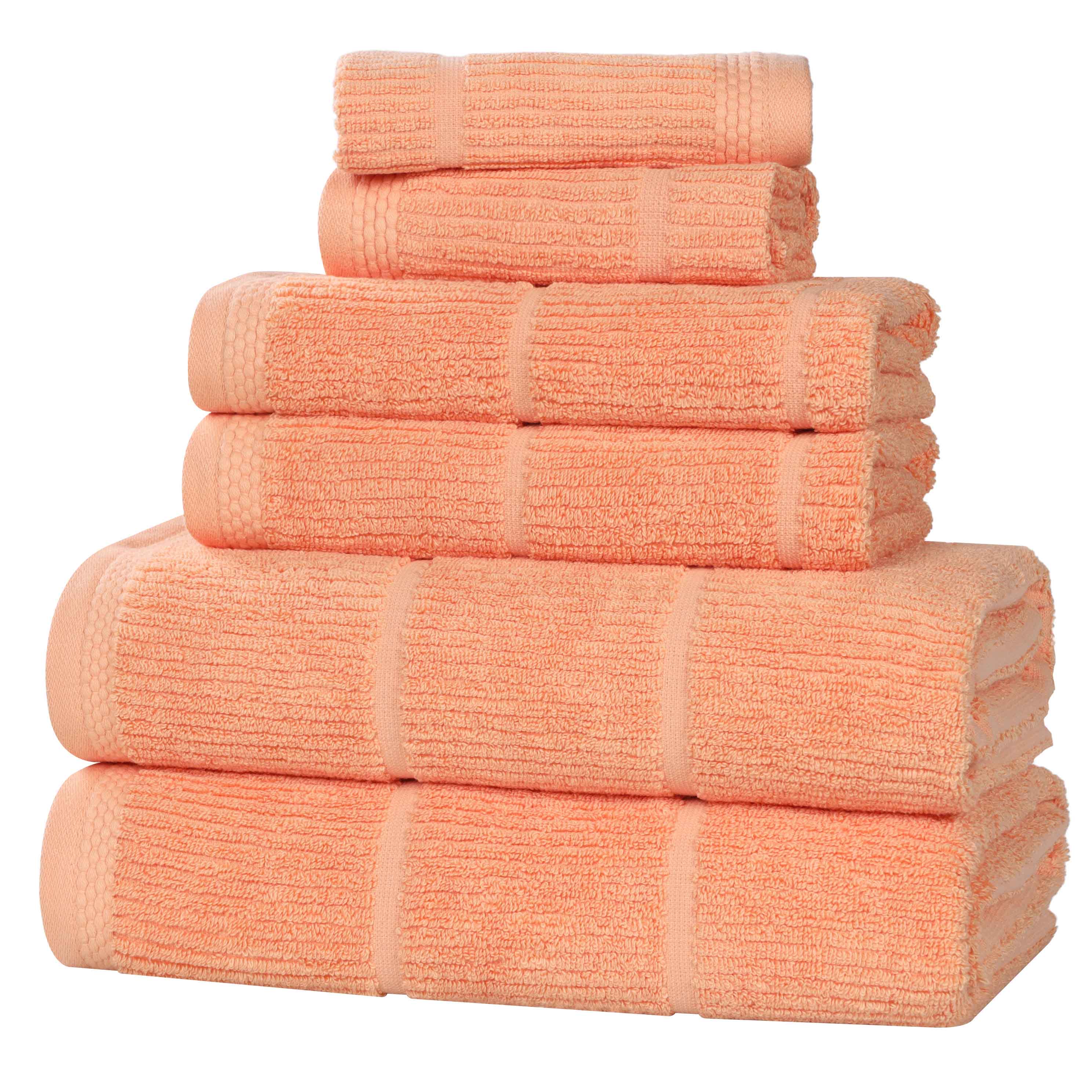 Slickblue Cotton Viscose Blend Quick Dry Ribbed Bath Towel Set for Family Bathroom Apartment Vacation Home Multiple Color and Size Options