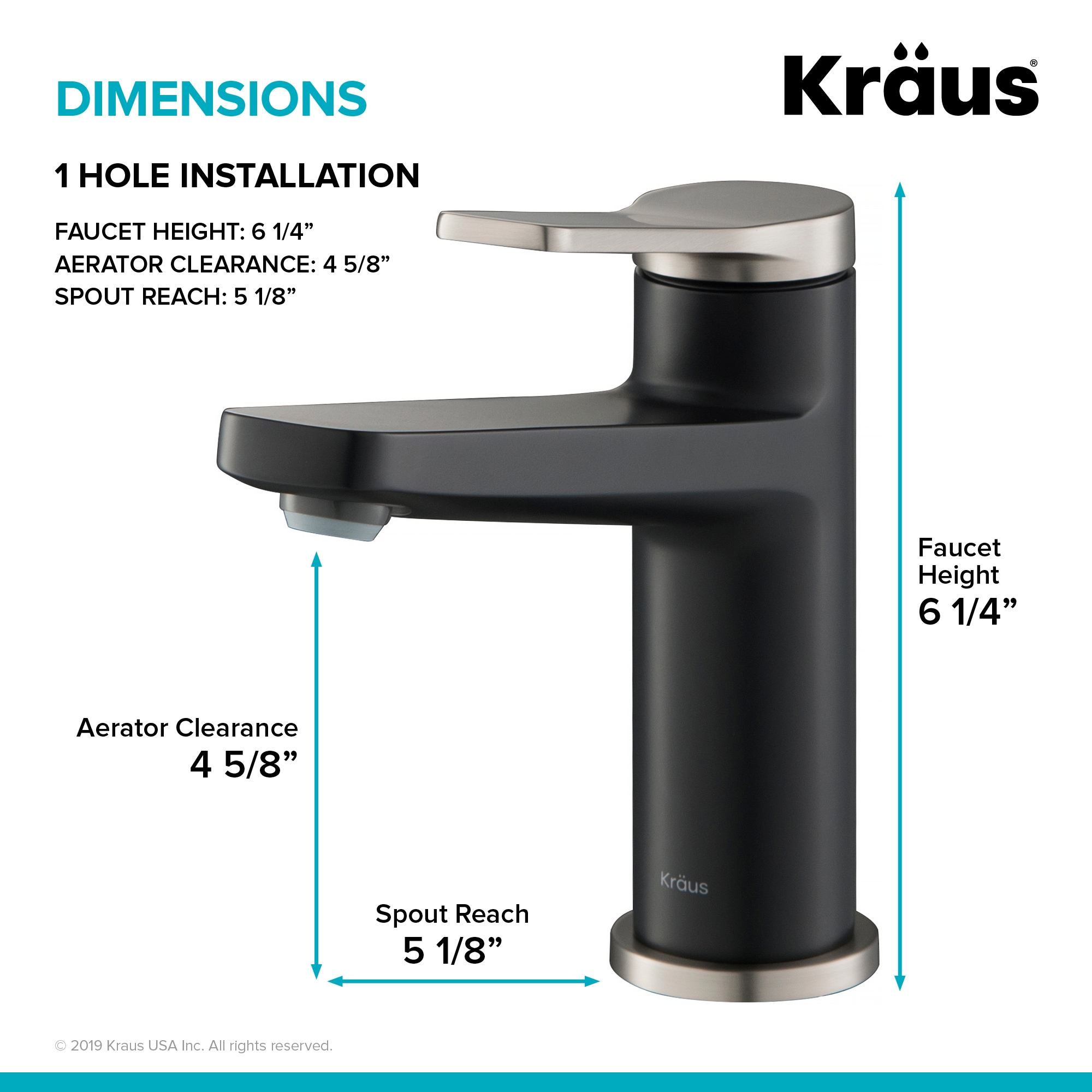 Kraus Indy Stainless Steel/Matte Black Single Hole 1-handle