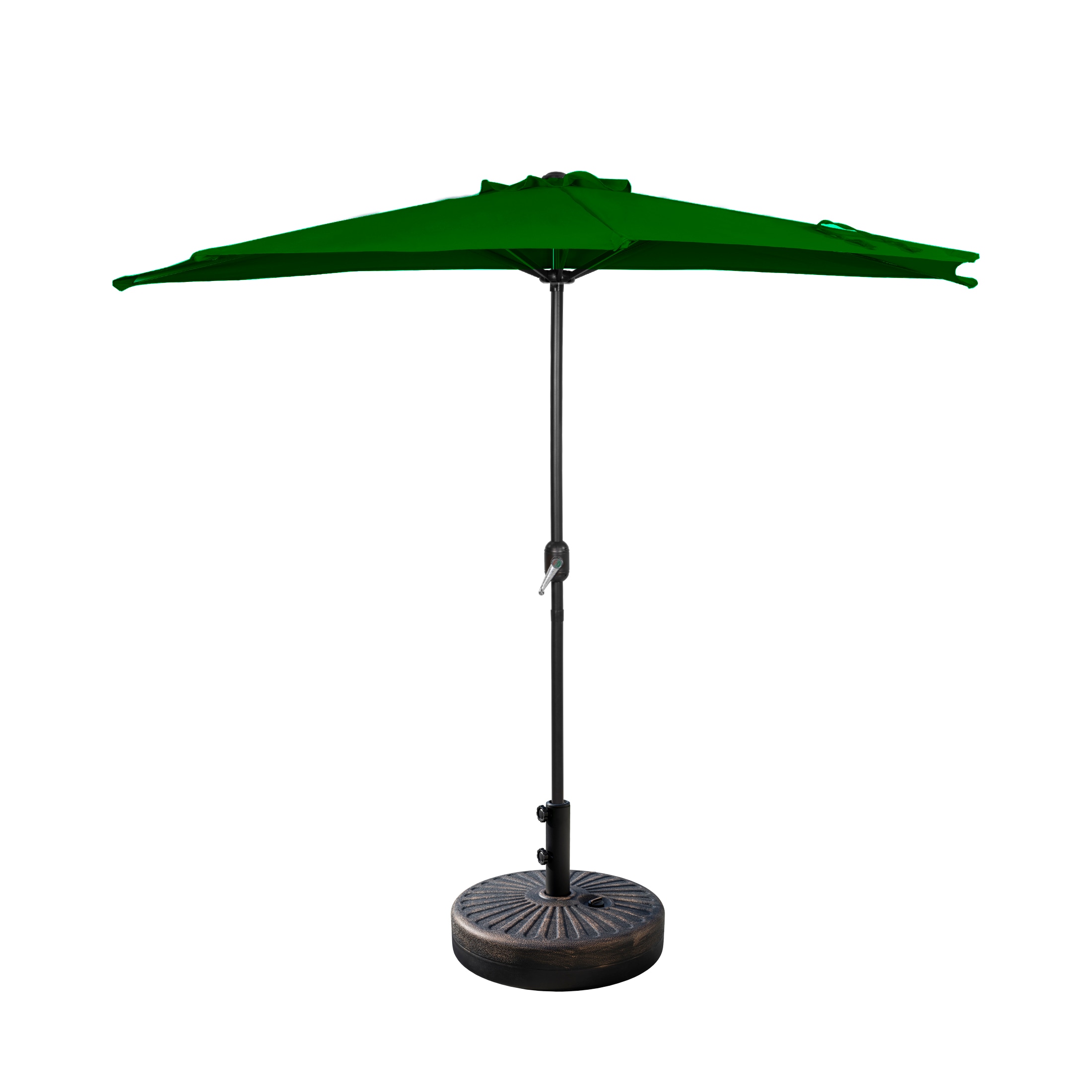 9 ft Dark Green Half Market Patio Umbrella with Bronze Base