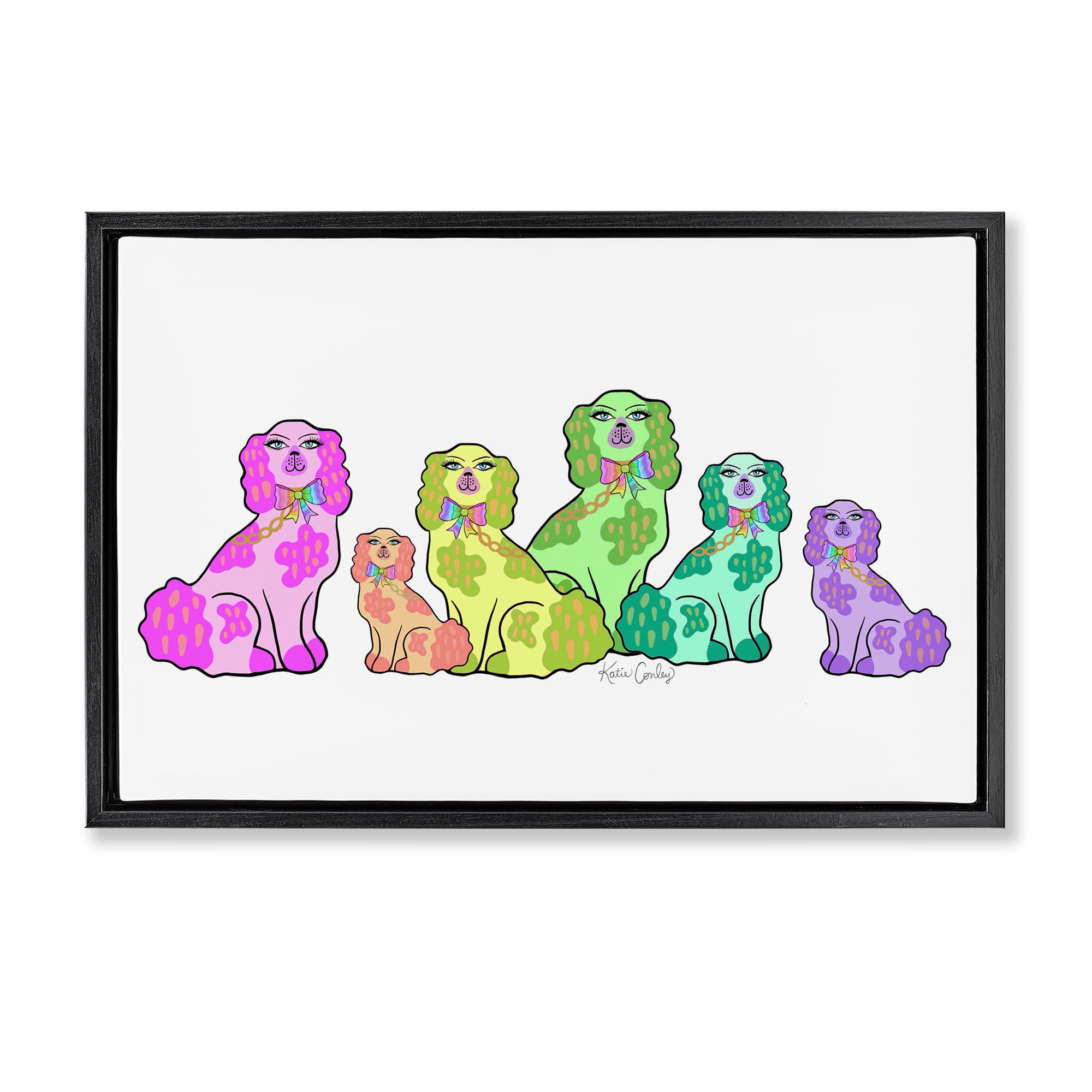Stupell Industries BS-757-FFB-16X24 Colorful Posh Pooches Floating Frame design by Katie Conley