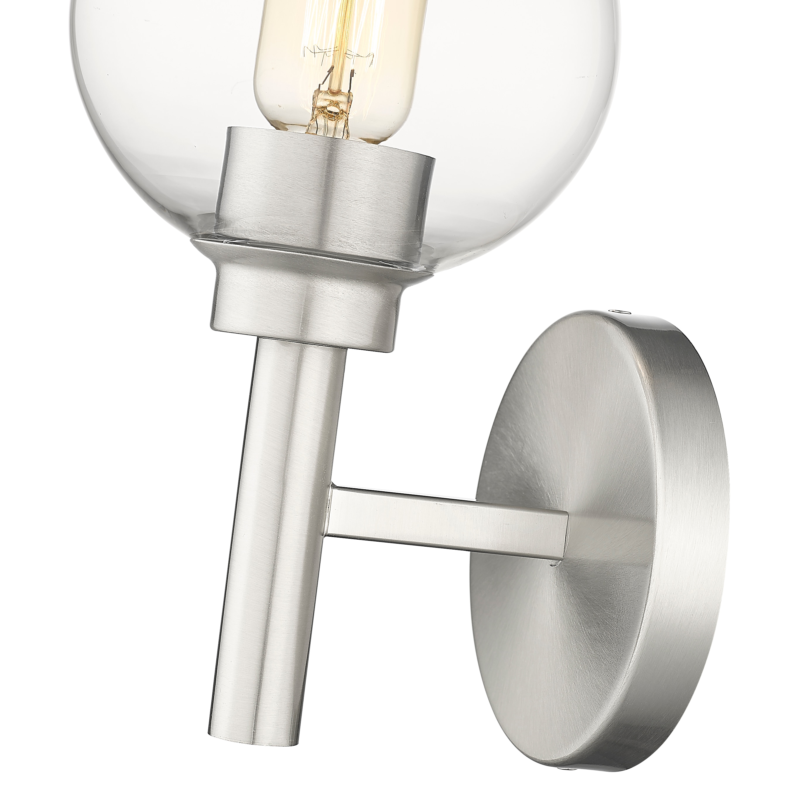 Sleek Brushed Nickel 7" Wall Sconce with Clear Globe Shade
