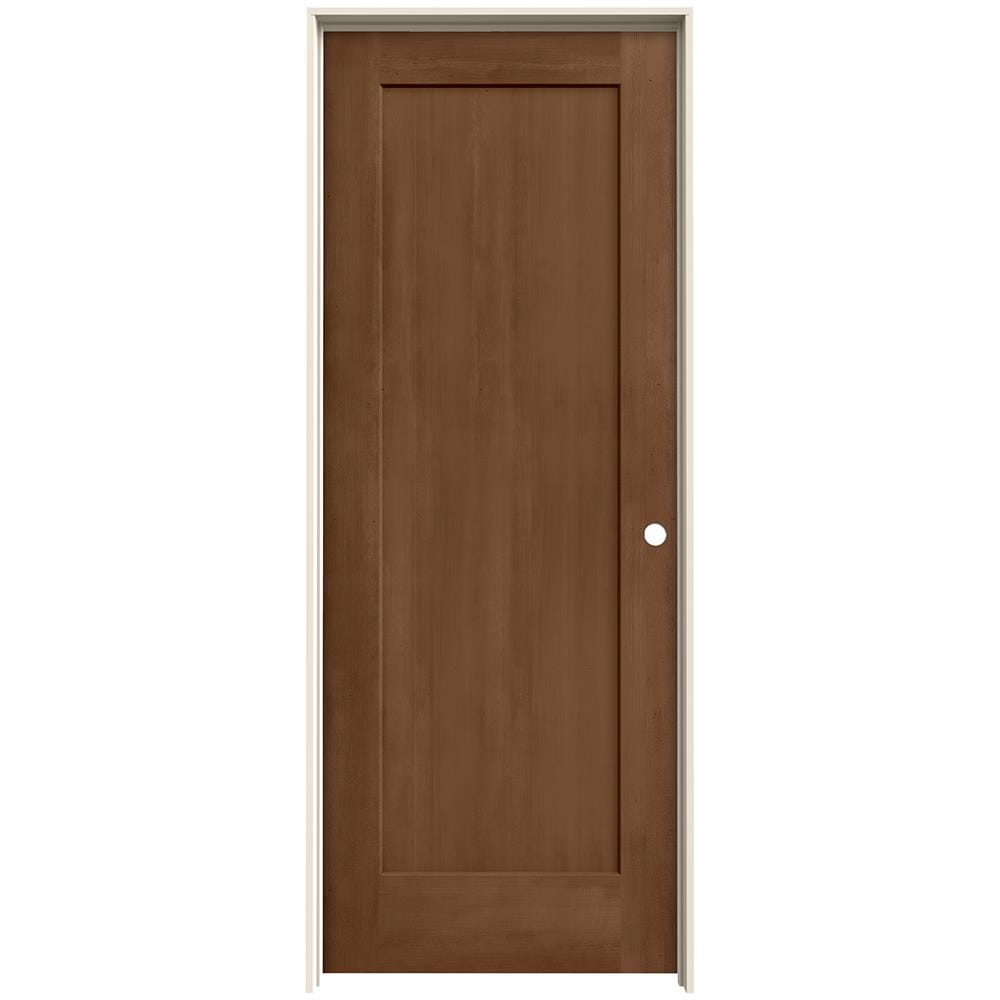 JELD-WEN LOWOLJW222200824 32-in x 80-in Hazlenut Hollow core 1-panel square Left hand Smooth Stained Molded composite Flat Jamb Single Prehung Interior Door