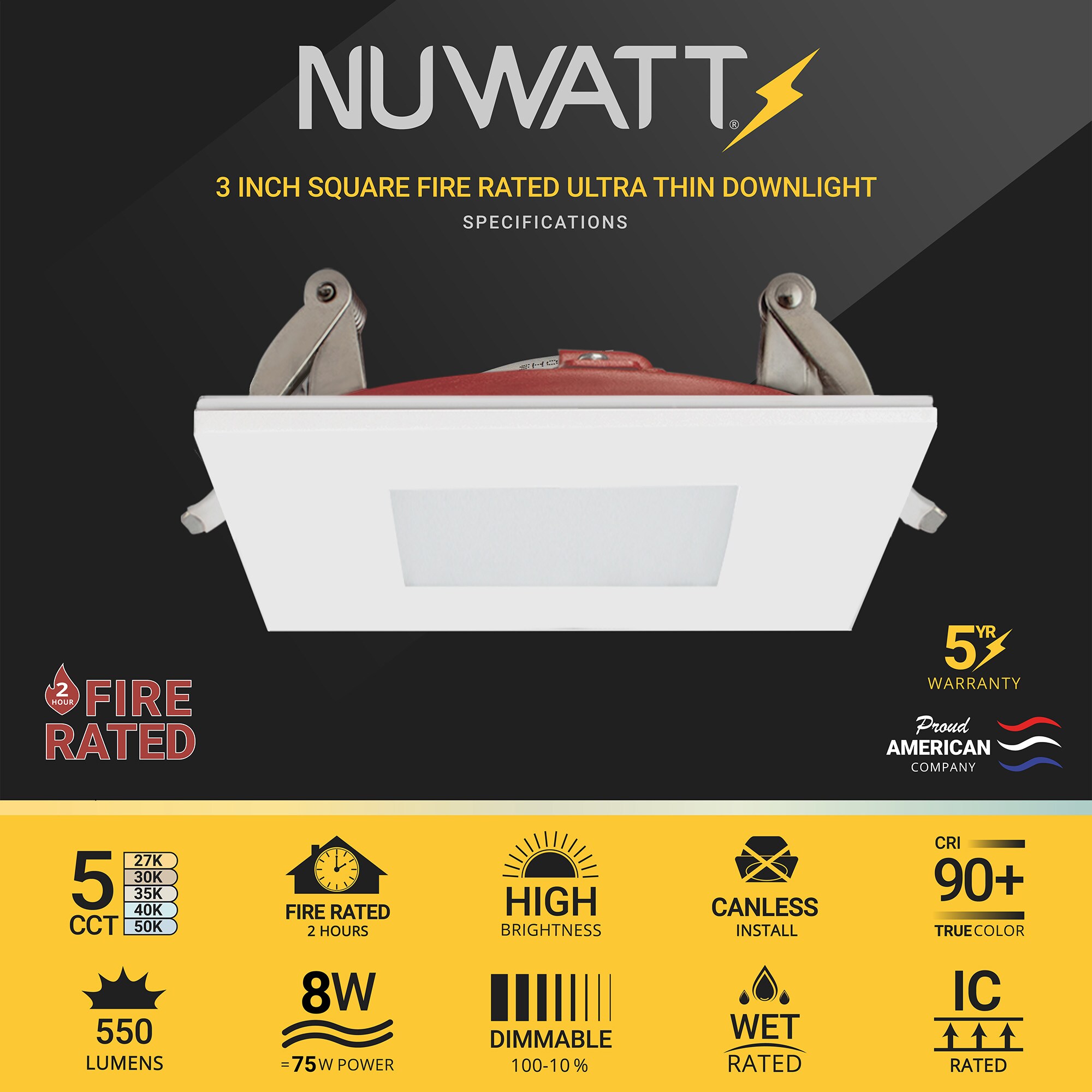 NUWATT NWPSQDL38W5CTFRWH12P Led-Retrofit-Downlight - View #2