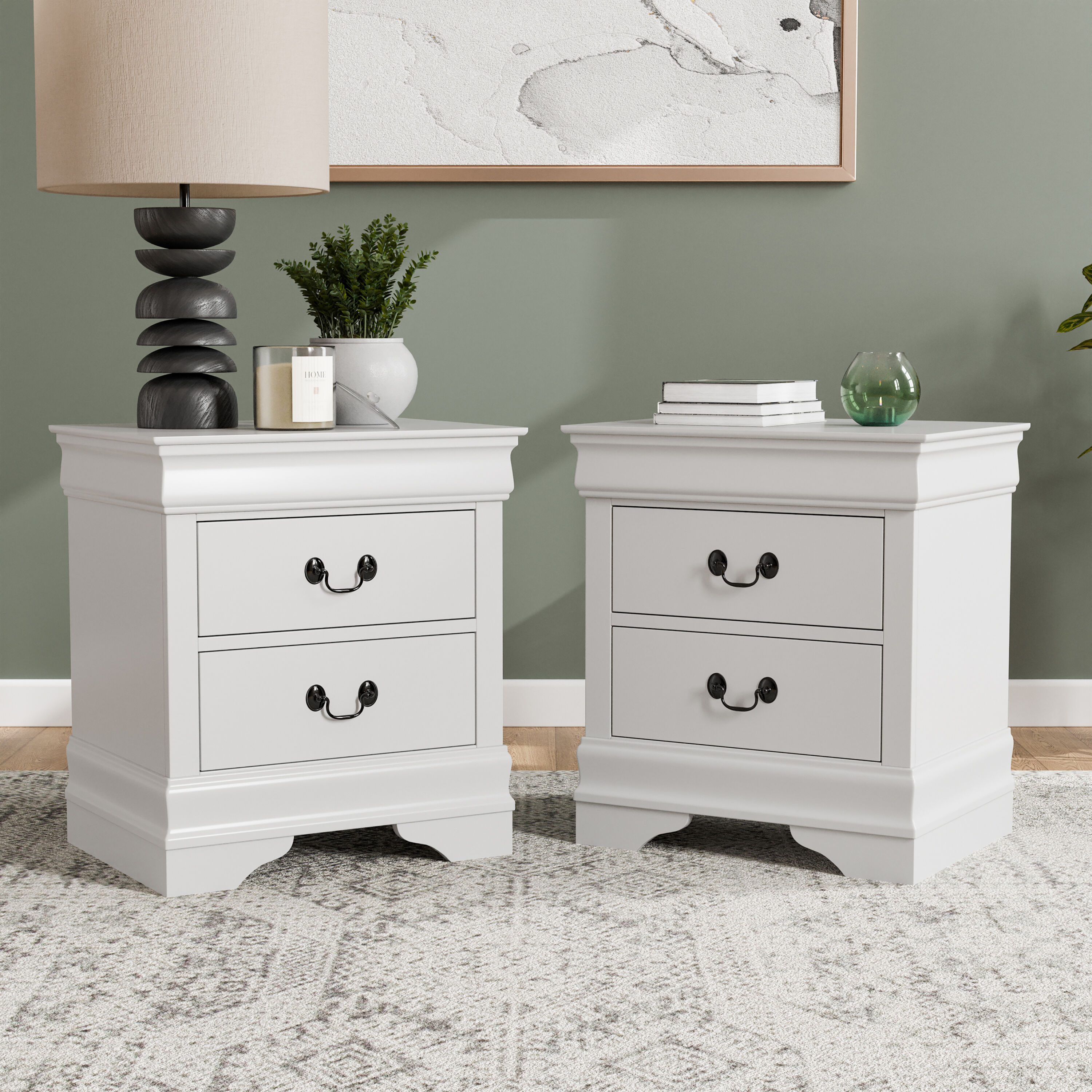 Furniture of America EC-7866WH-2NS Burkhart White Nightstand