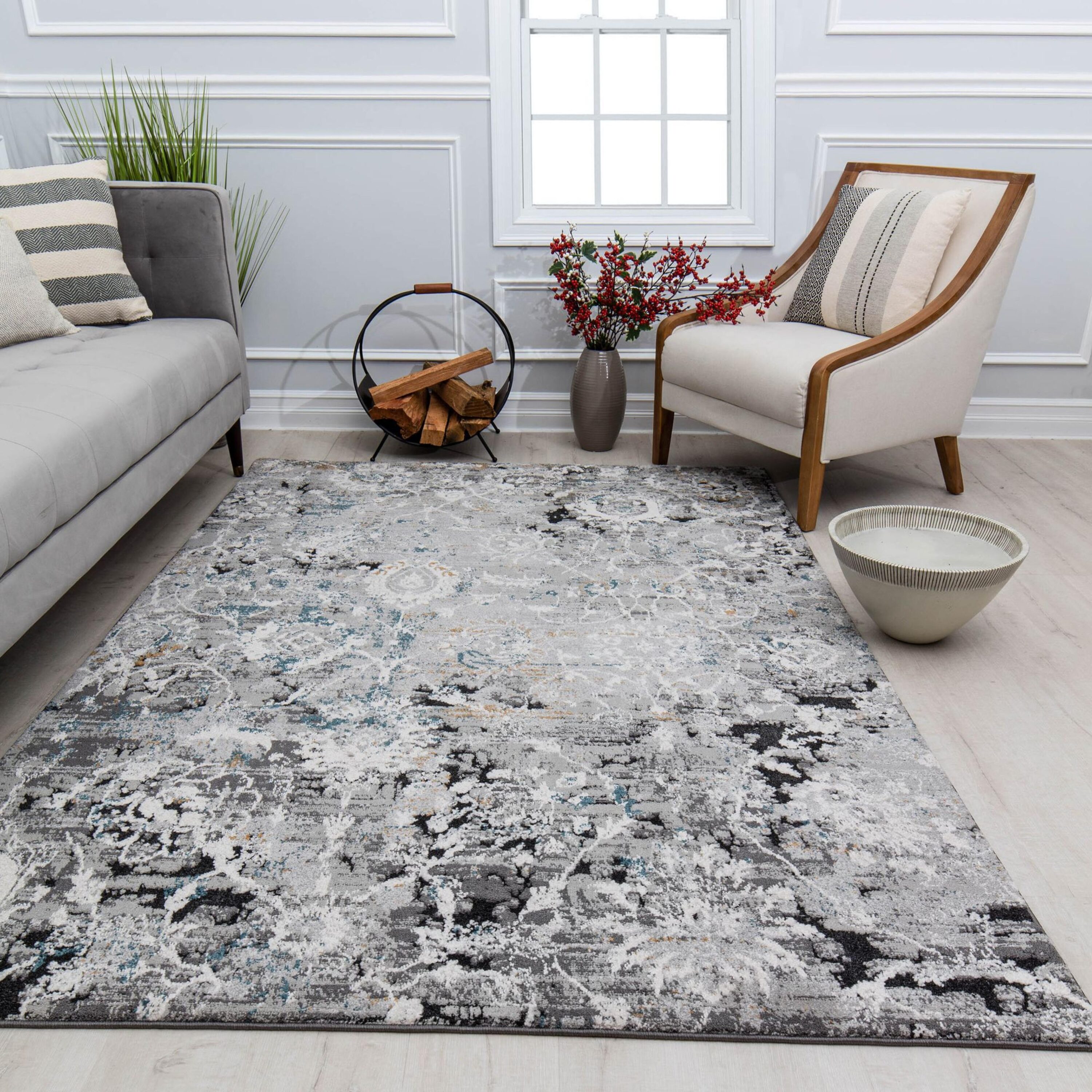 Rugs America 30672 Bentley 5 x 7 (ft) Loomed Polypropylene Sea Glass Rectangular Indoor Abstract Vintage Area rug