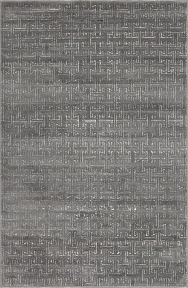Manhattan Elegance 4' x 6' Gray Geometric Synthetic Area Rug