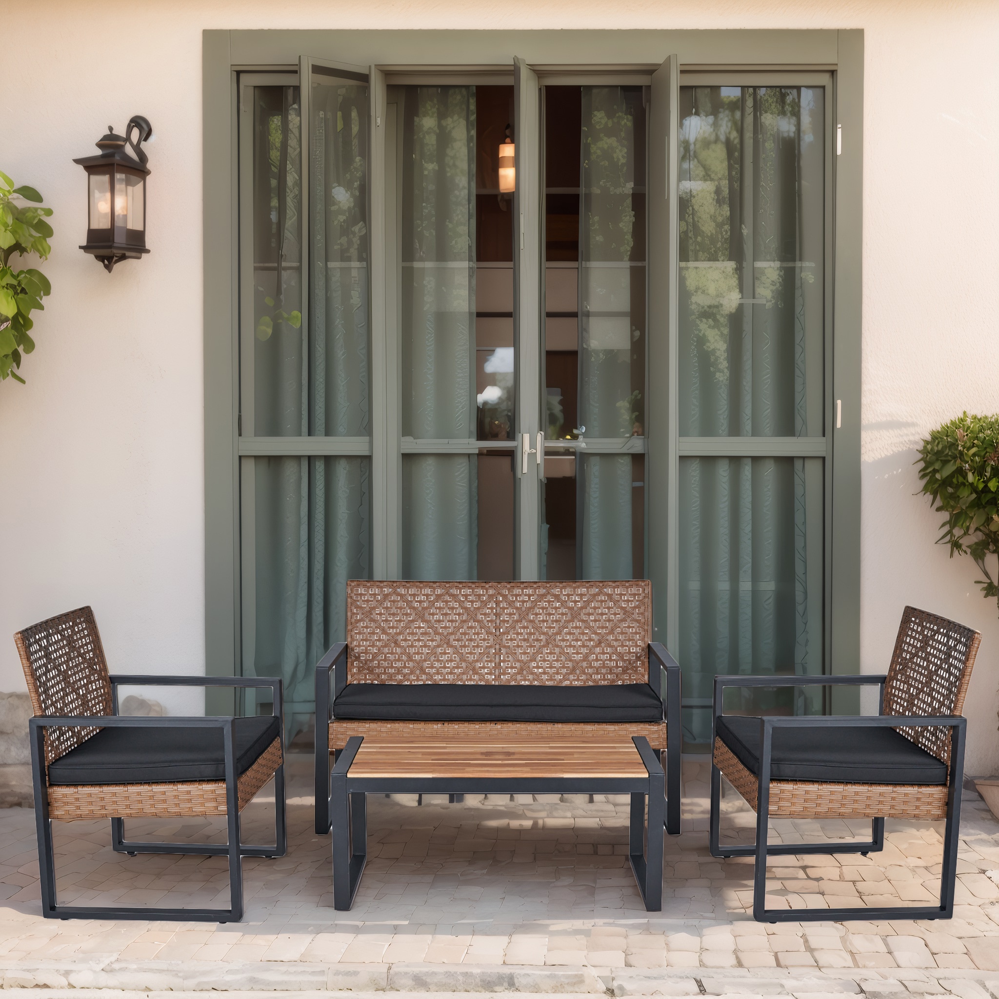 Hrinhom HC-OT04-LIGHT BROWN Patio-Conversation-Sets - View #2