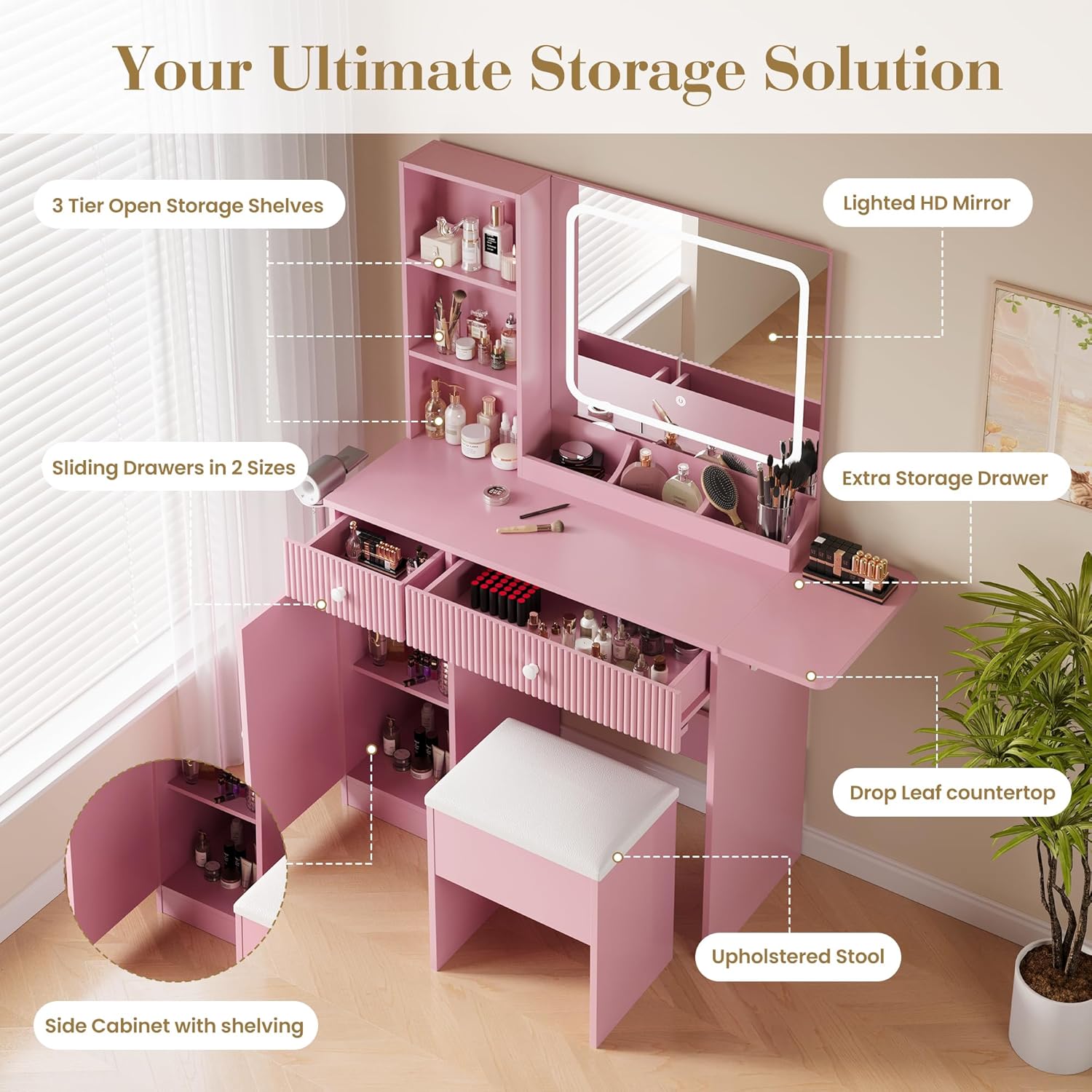 Qeetex LHF-SZT-PHK-33JDLJ6W Bedroom-Vanities - View #5
