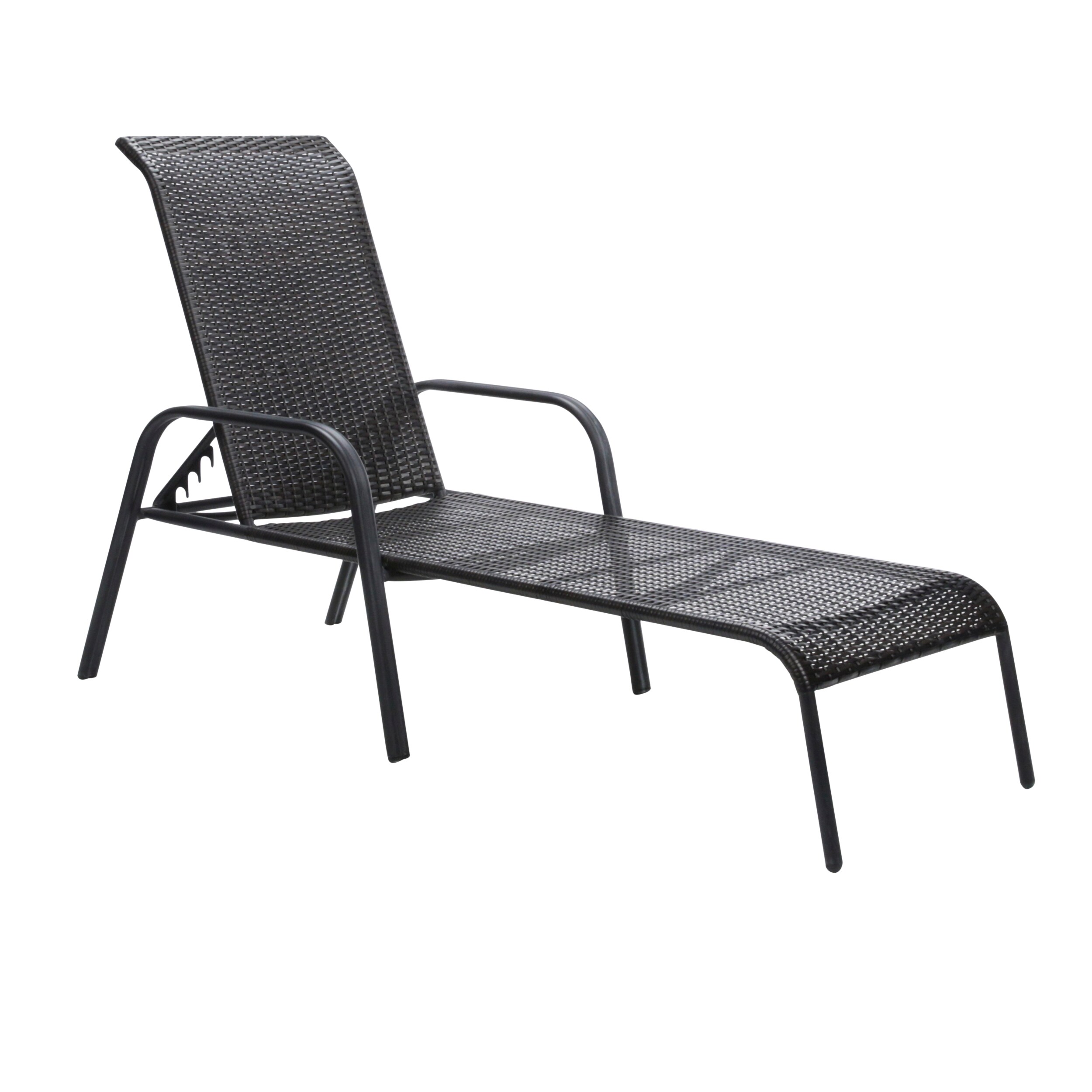 Garden Treasures Pelham Bay Wicker Stackable Steel Frame Stationary Chaise Lounge Chair with Woven Seat