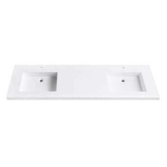 Avanity VersaStone 73-in Matte White Solid Surface Integral Double Sink ...