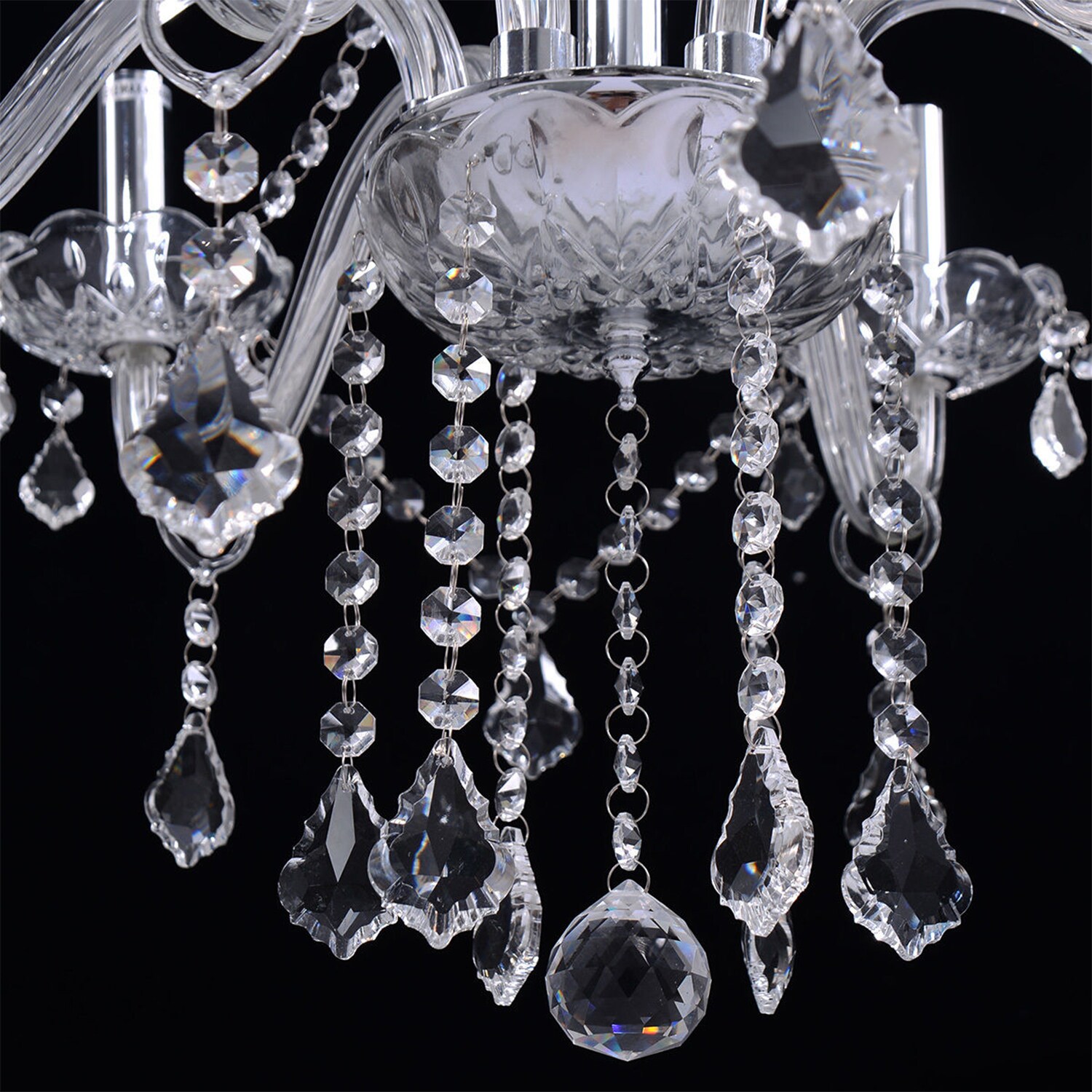 WELLFOR CH Crystal Chandelier Pendant lights 6-Light Transparent ...