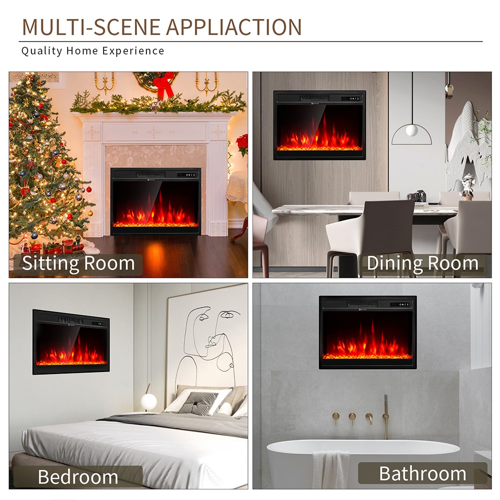 AOXUN 16.5-in W Black LED Wall-mount Electric Fireplace with Remote ...