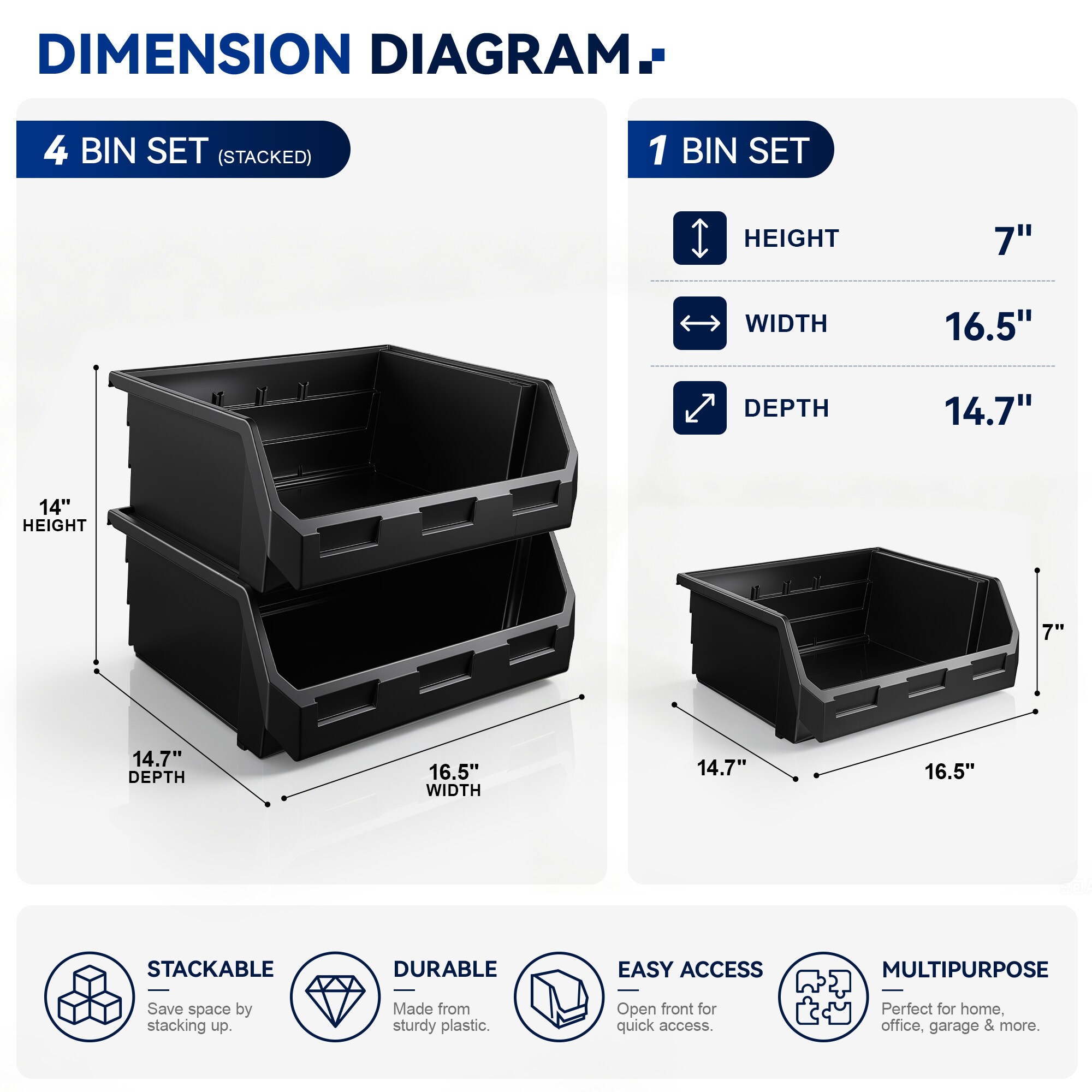 SORBUS SK-XLG4-BLK-C Bins-Baskets - View #3