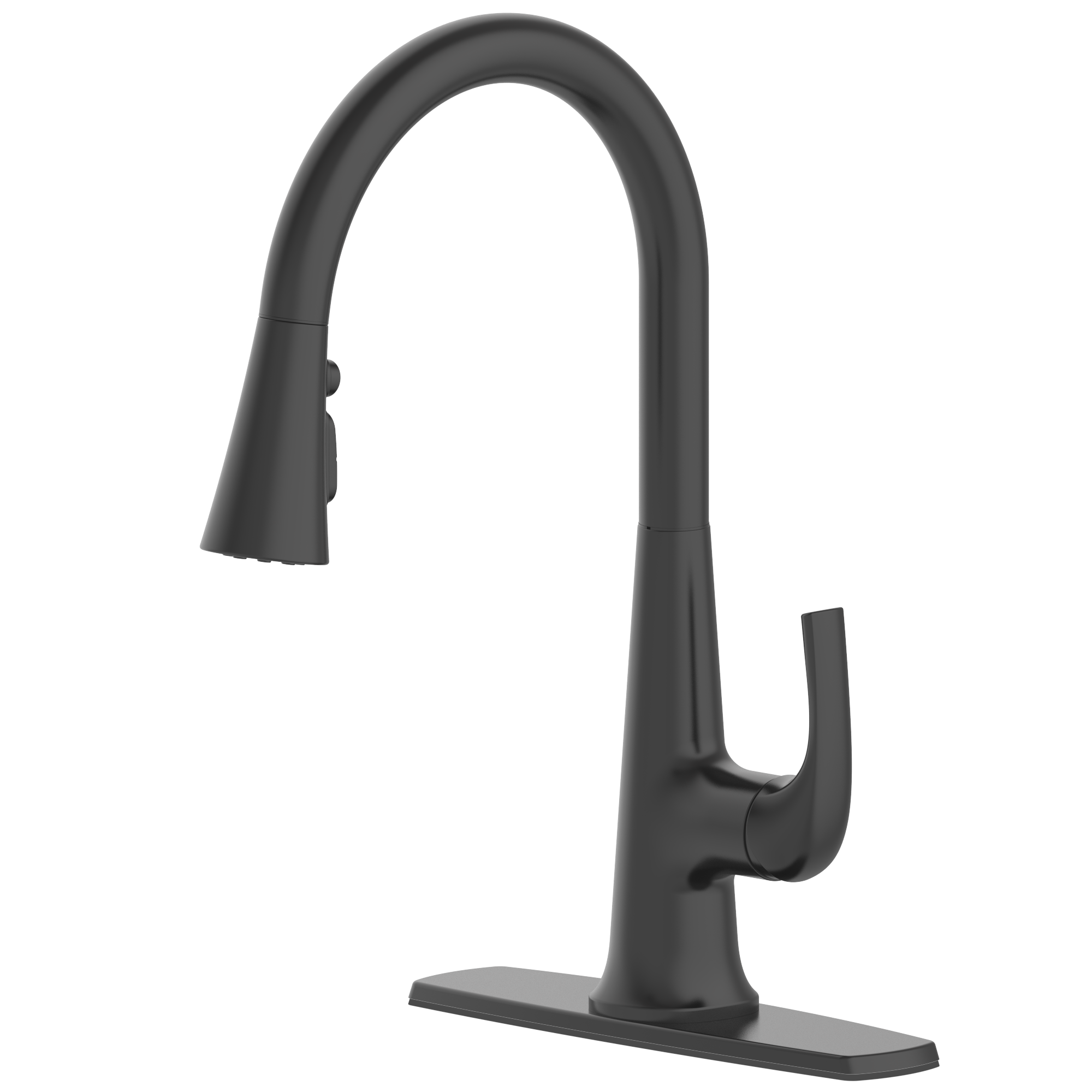 allen + roth 67894W-167001 Matte Black Single Handle Deck-mount Kitchen Faucet ( Deck Plate Included )