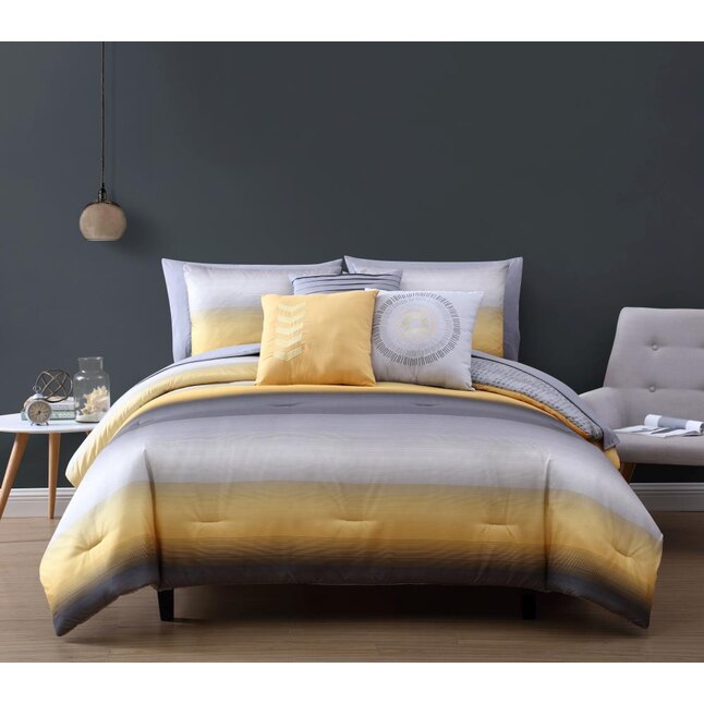 Yellow Grey Twin Comforter Set, Grey Twin Comforter Bed Bath And Beyond