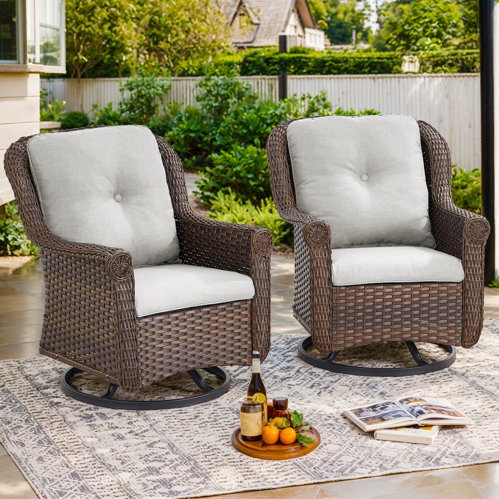 0 Outdoor Swivel Glider Chair Set of 2 in the Patio Chairs department at Lowes
