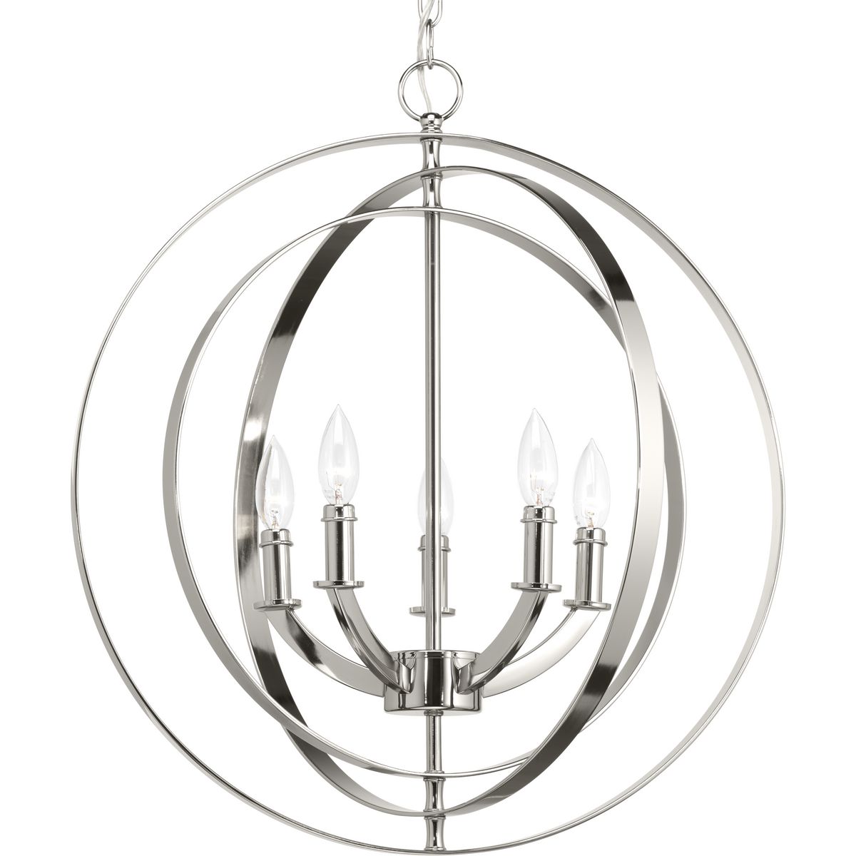 Progress Lighting Equinox 5-Light Polished Nickel Transitional Chandelier