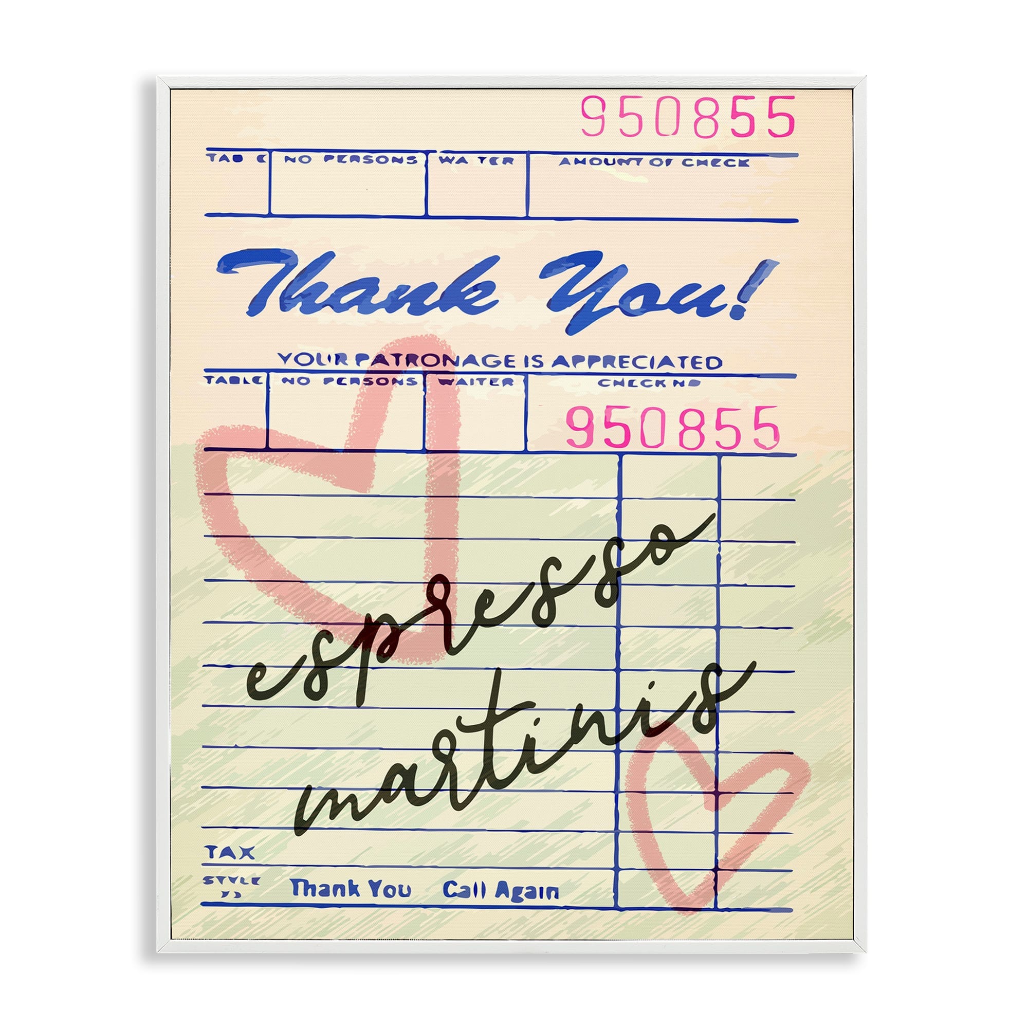 Stupell Industries BT-075-WFR-16X20 Espresso Martinis Guest Check White Framed Giclee Art By Lil Rue 16 x 20