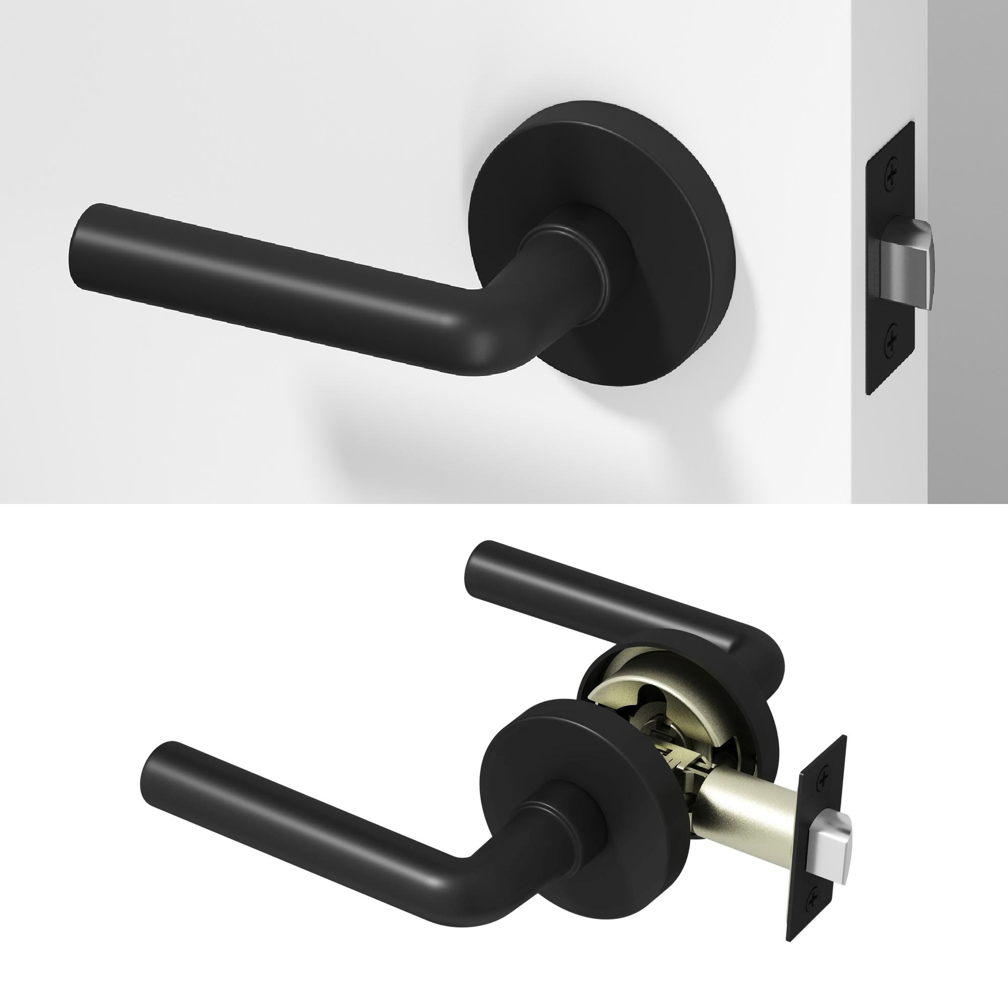 OKUN Arc Matte Black Interior or Hall/Closet Passage Door Handle