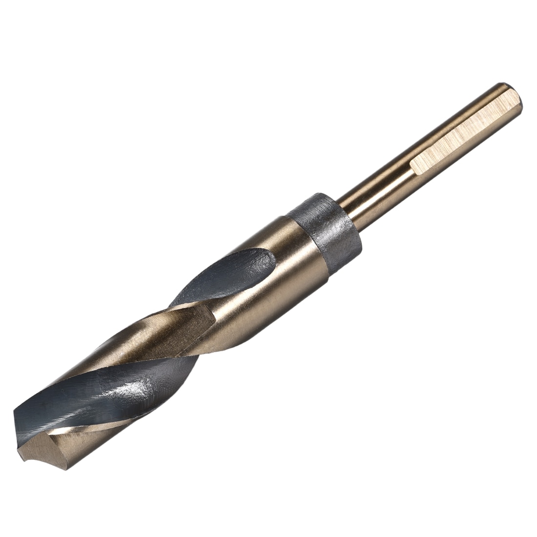 Unique Bargains Reduced Shank Twist Drill Bits 19.5mm Black Nitride and Gold Titanium Coated High Speed Steel 4341 with 10mm (3/8inch) Shank for Stainless Steel Alloy Metal Plastic Wood #S26031700UX4212