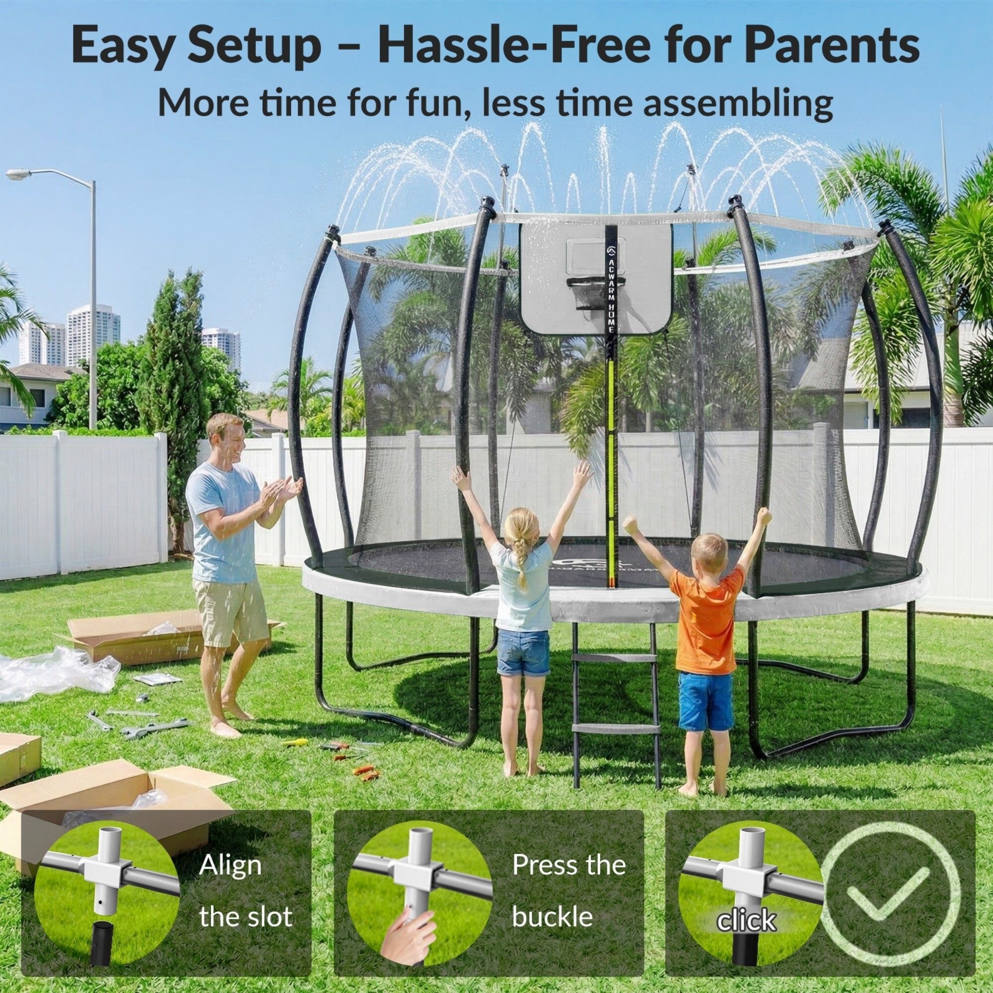 Jumpfly 2026 Upgraded 10FT 1500lbs Tranpoline for Kids and Adults with ...