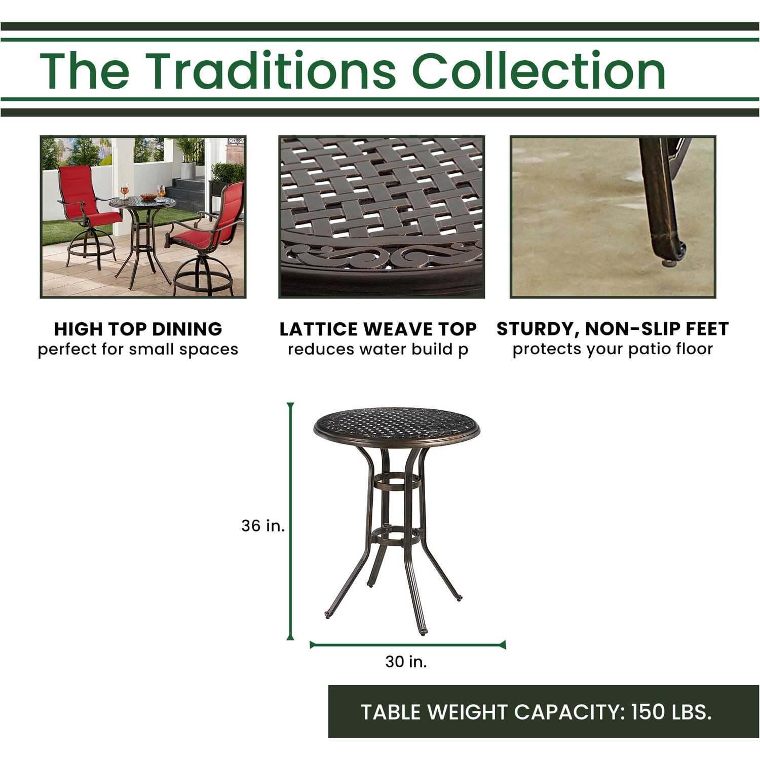 Hanover TRADDN3PCPDBR-BLU Patio-Dining-Sets - View #5