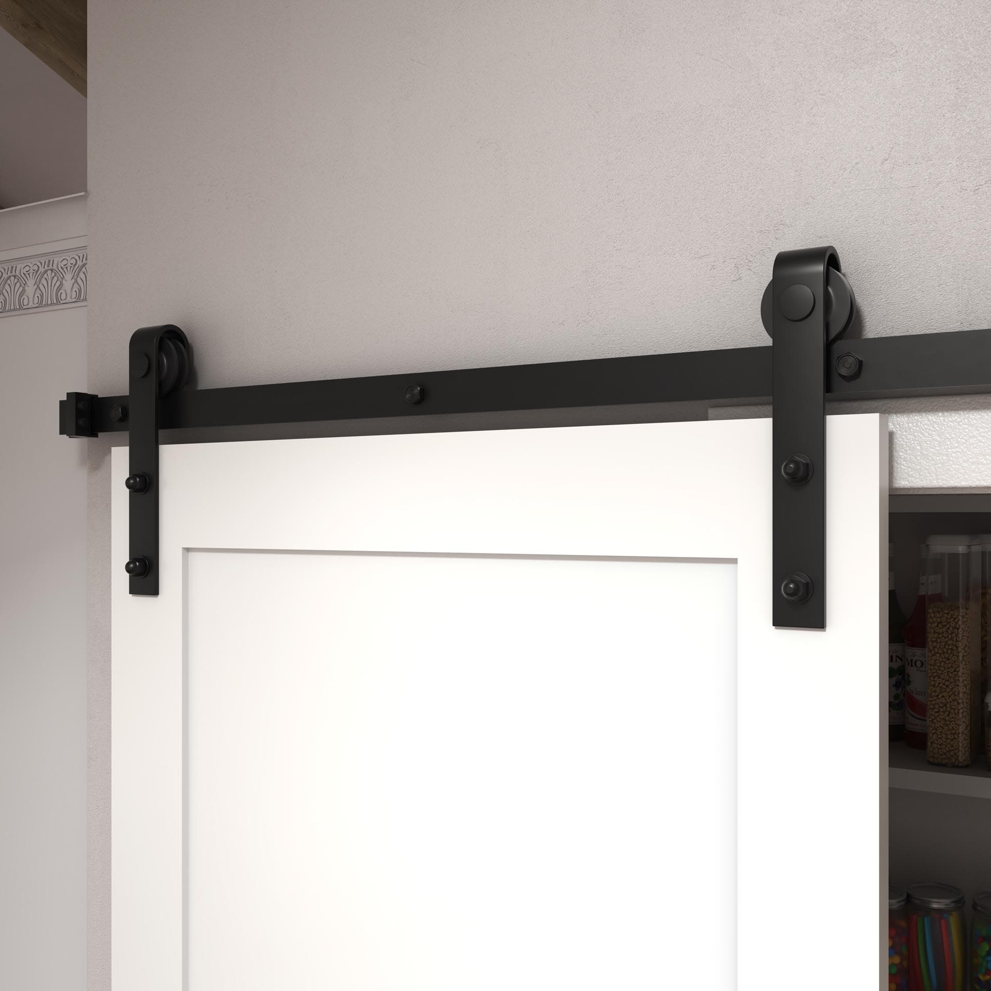 EightDoors 96-in Matte Black Indoor Standard Single Barn Door Hardware ...