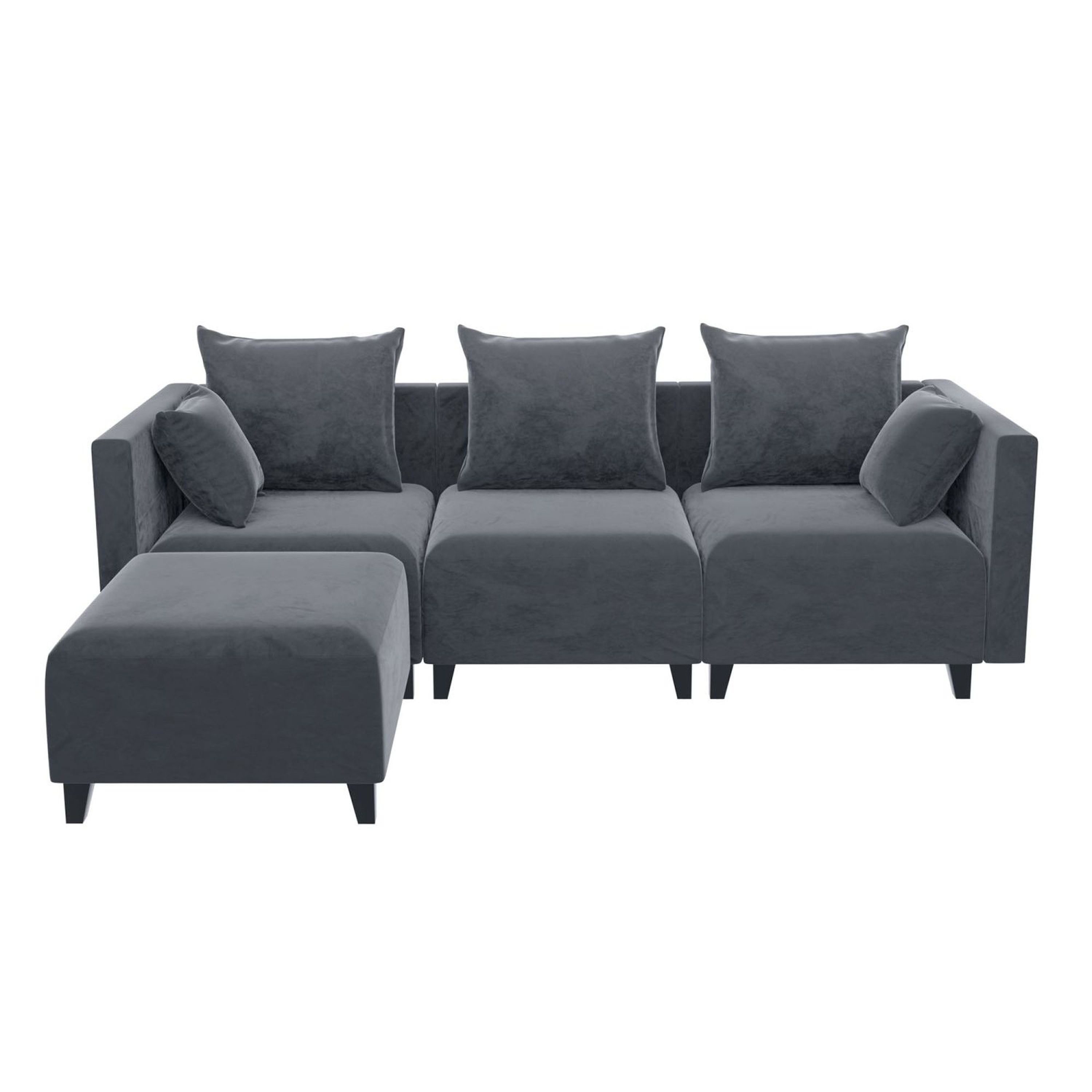 JASMODER W876S00040 Sectional Sofa Samll L Shape Modular Couch With 6 Pillows For Living Room Grey