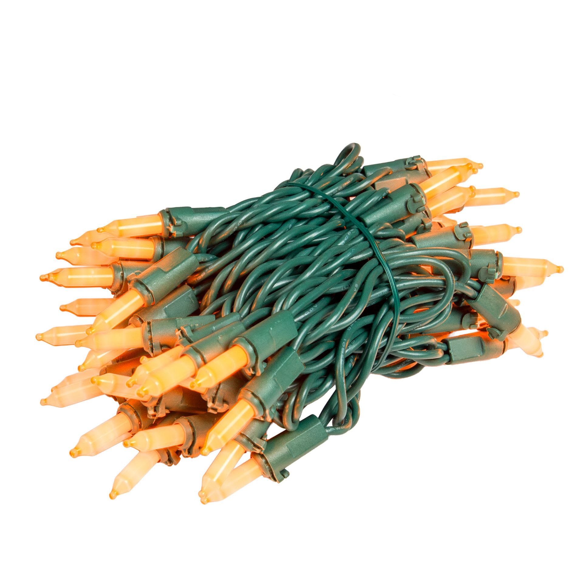 Novelty Lights RG50/2.5-G-CR-OR RetroGlo 11ft Halloween LED Mini String Light 50 Ceramic Orange Bulbs on Green Wire 2.5 Inch Spacing Soft Incandescent Look with LED Efficiency Connect up to 43 Sets Over 473 Feet