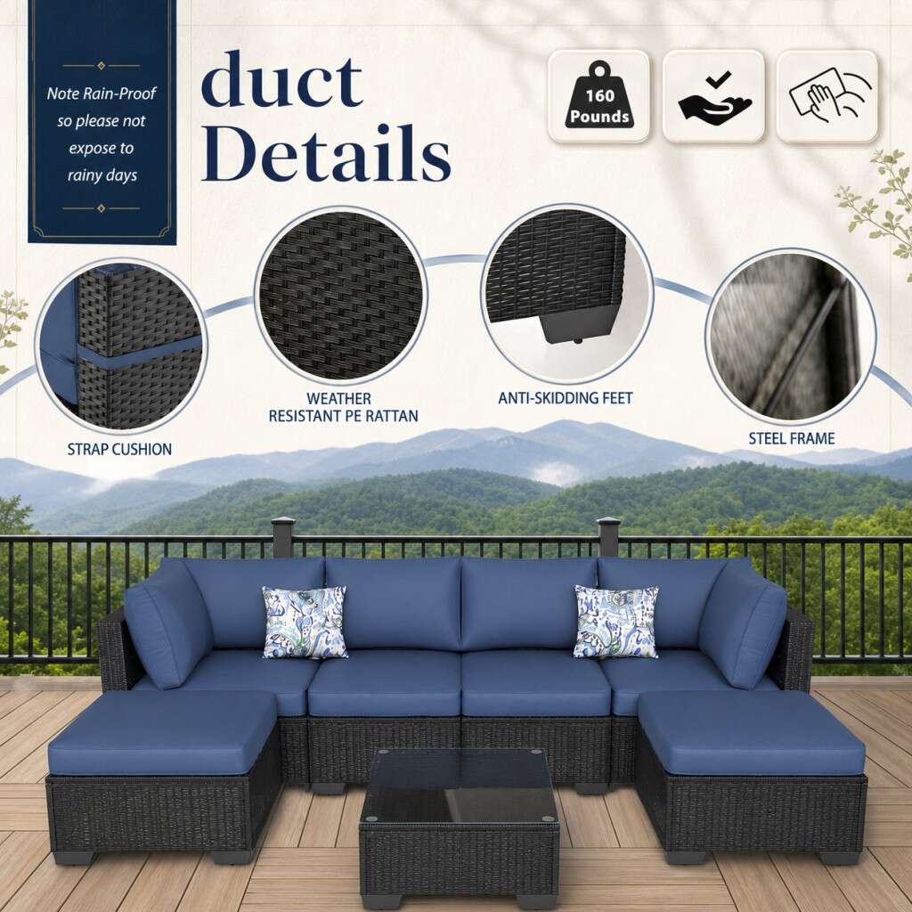 YODOLLA 16002BKDBU-9-Y-LS02 Patio-Conversation-Sets - View #4