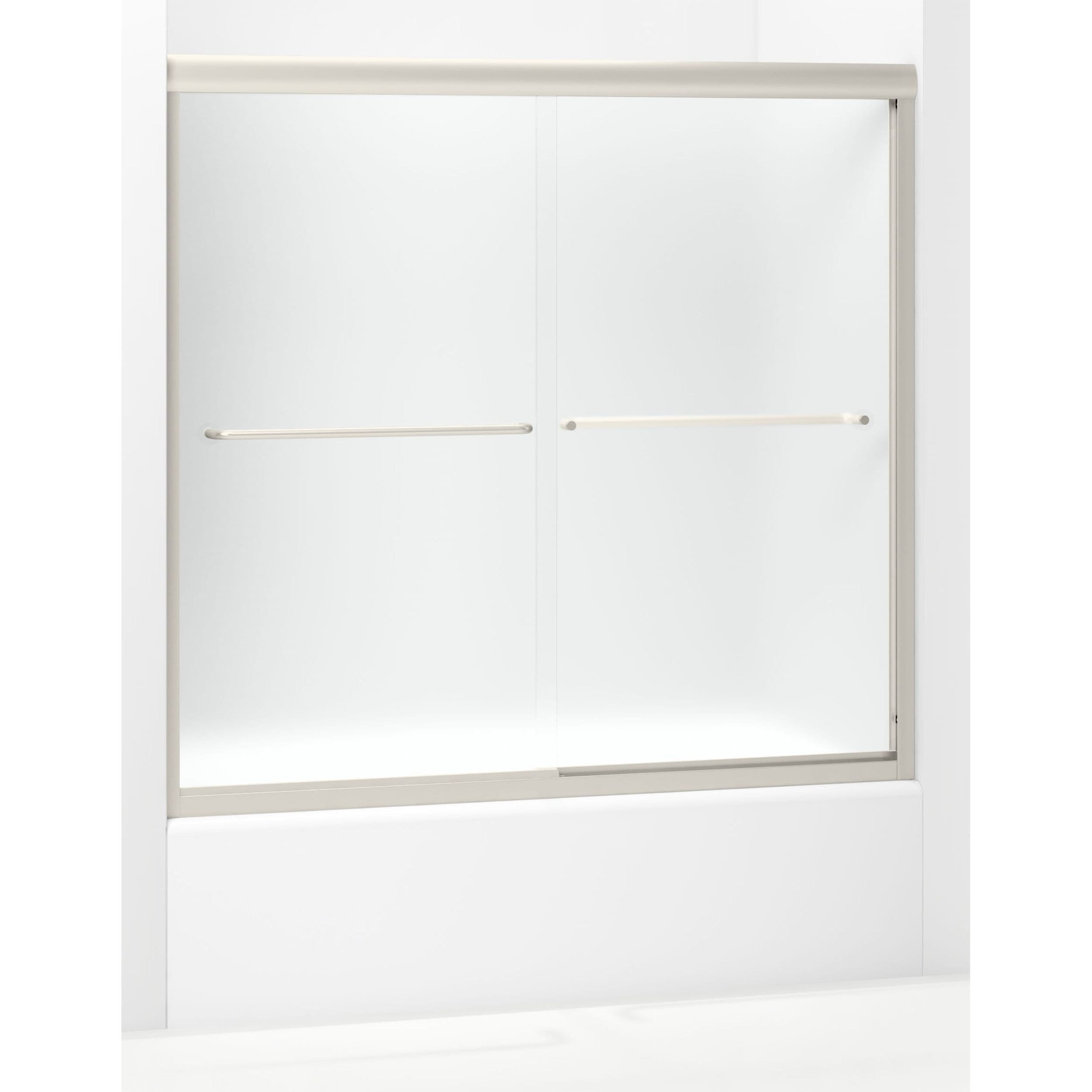 Sterling 5425-59N-G03 Finesse Brushed Nickel 54-in to 60-in W x 55.19-in H Frameless Sliding Bathtub door