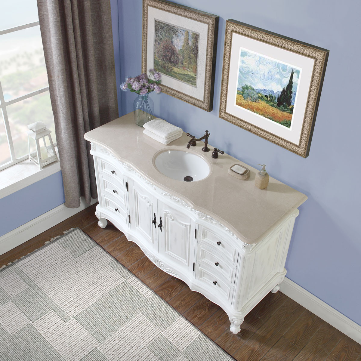 Silkroad Exclusive - V0279TW60C - Universal 60 Single Sink Bathroom Vanity  Set