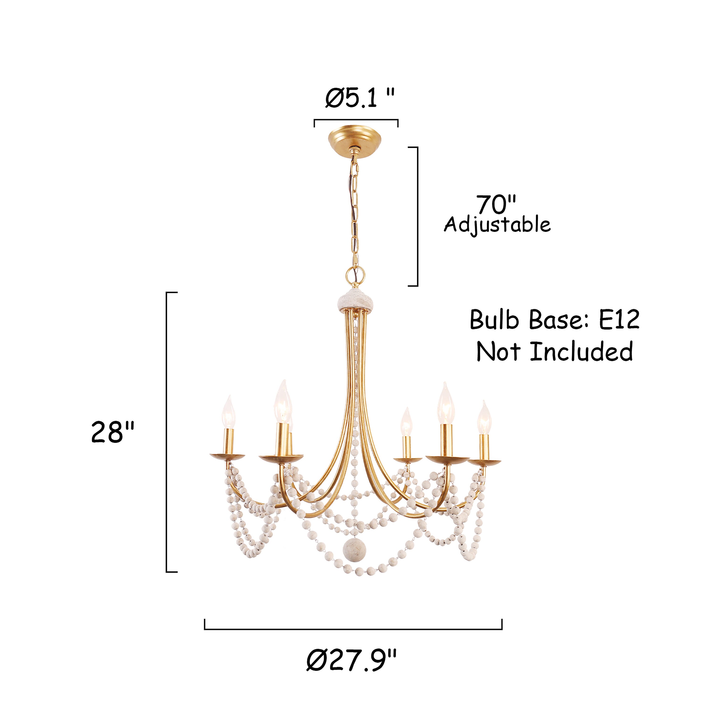 Bella Depot FC4036 6-Light Gold French Country/Cottage Dry Rated ...