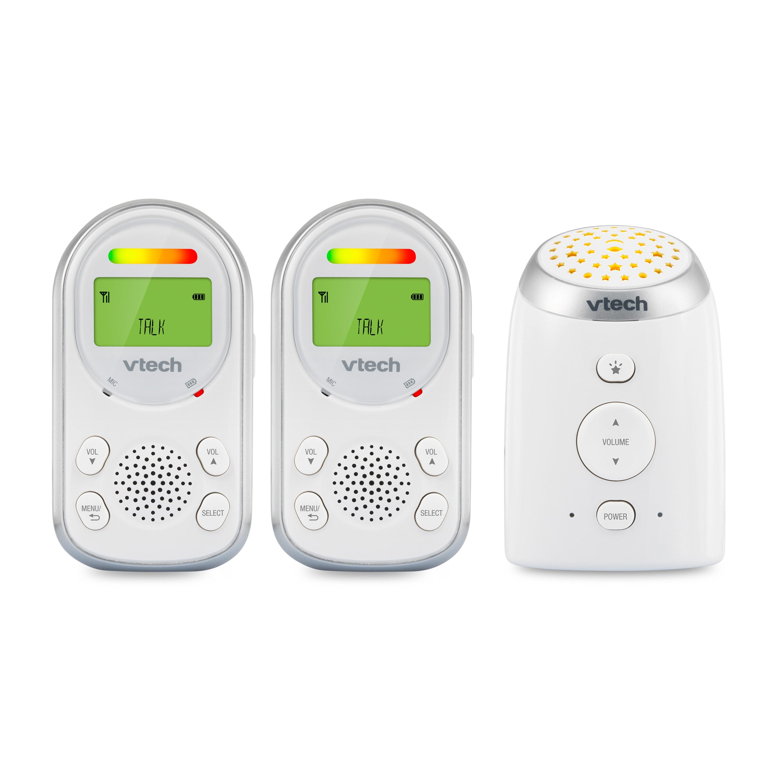 Audio Baby Monitor with 2 Parent Units, up to 1,000 ft of Range and Vibrating Sound-Alert in White | - VTech TM8212-2