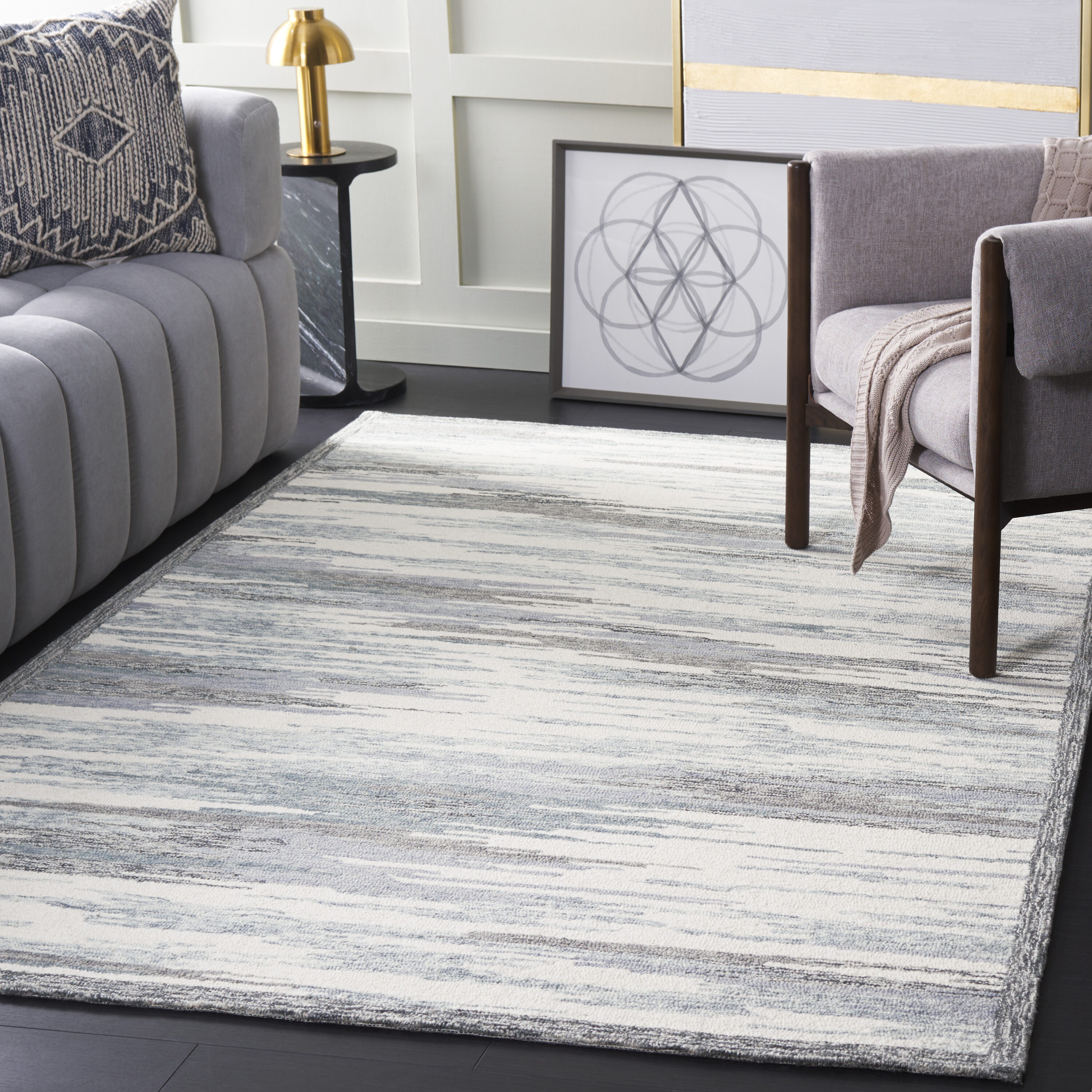  Metro 106 Ivory/Gray Contemporary 5Ft x 8Ft Medium Rectangle Rug