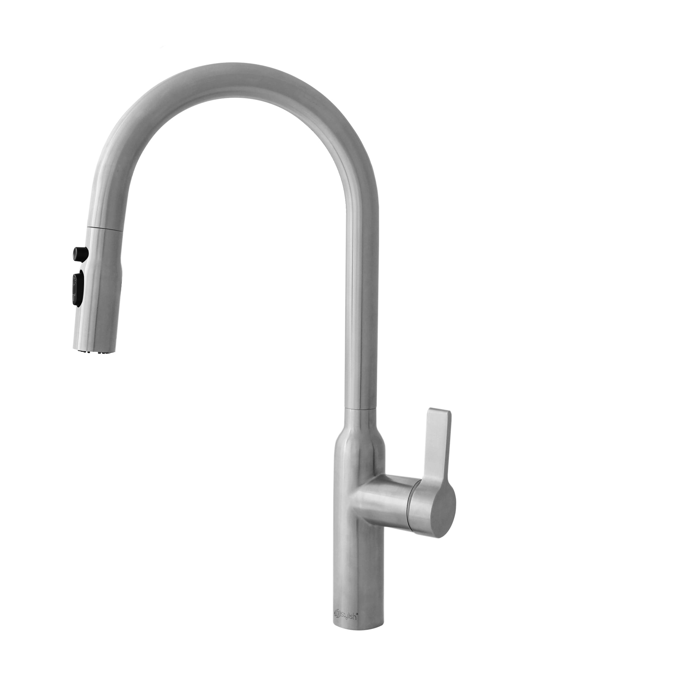 Stylish K-133S Napolli Brushed Stainless Steel Single Handle Deck-mount Kitchen Faucet with Sprayer