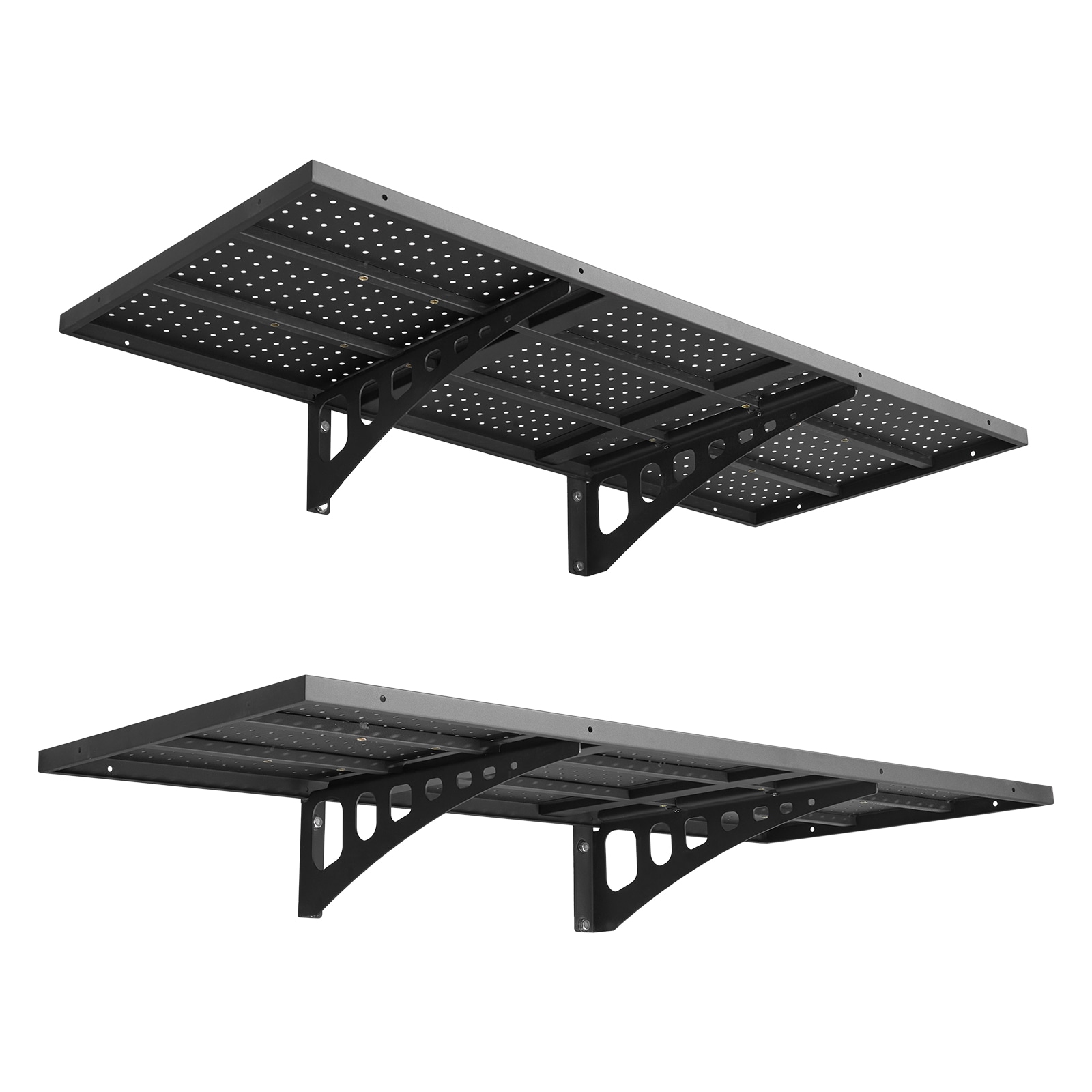 GIVIMO 2-Tier Heavy-Duty Wall Garage Shelving 1.64 x 4-ft Steel Wall-Mounted Shelving Unit 19.68 x 48-in Per Shelf Floating Storage Metal Rack with 560-lb Total Capacity Black
