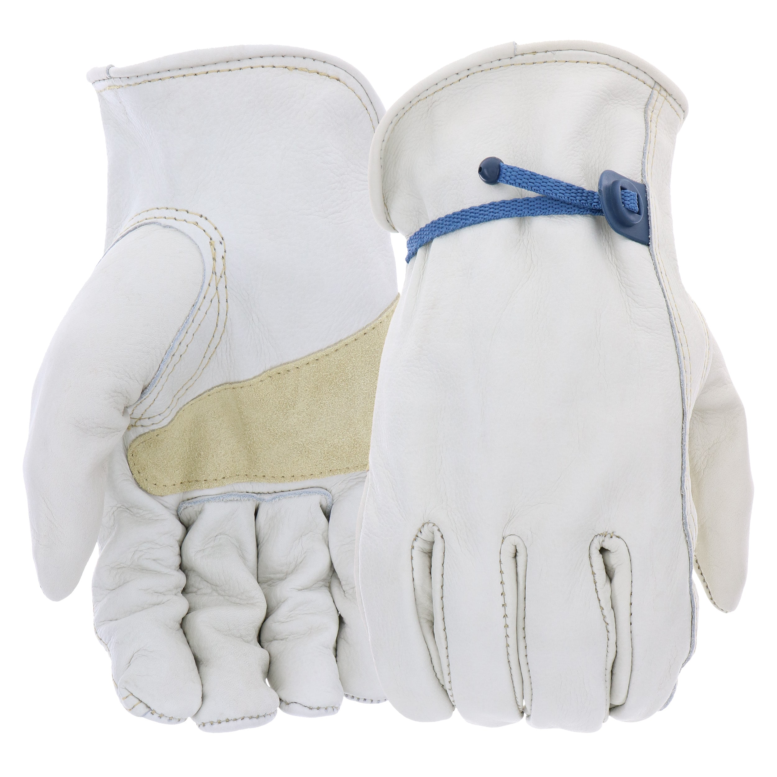 Flex Grip Leather Work Gloves - Tough Cowhide for Men and Women, Medium  (Gold)