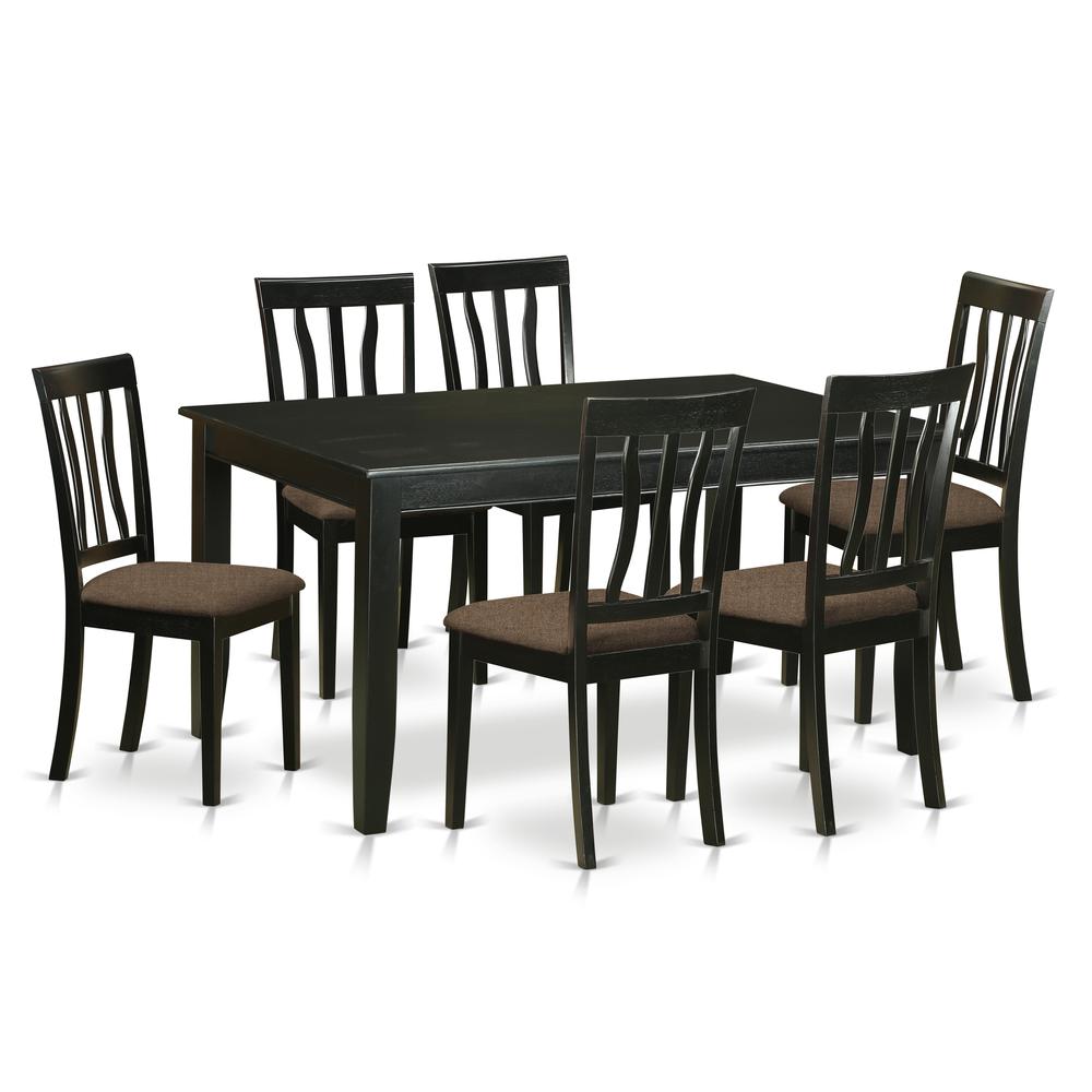 East West Furniture DUAN7-BLK-C DUAN7 BLK C 7 Pc Dinette set for 6 Table and 6 dinette Chairs