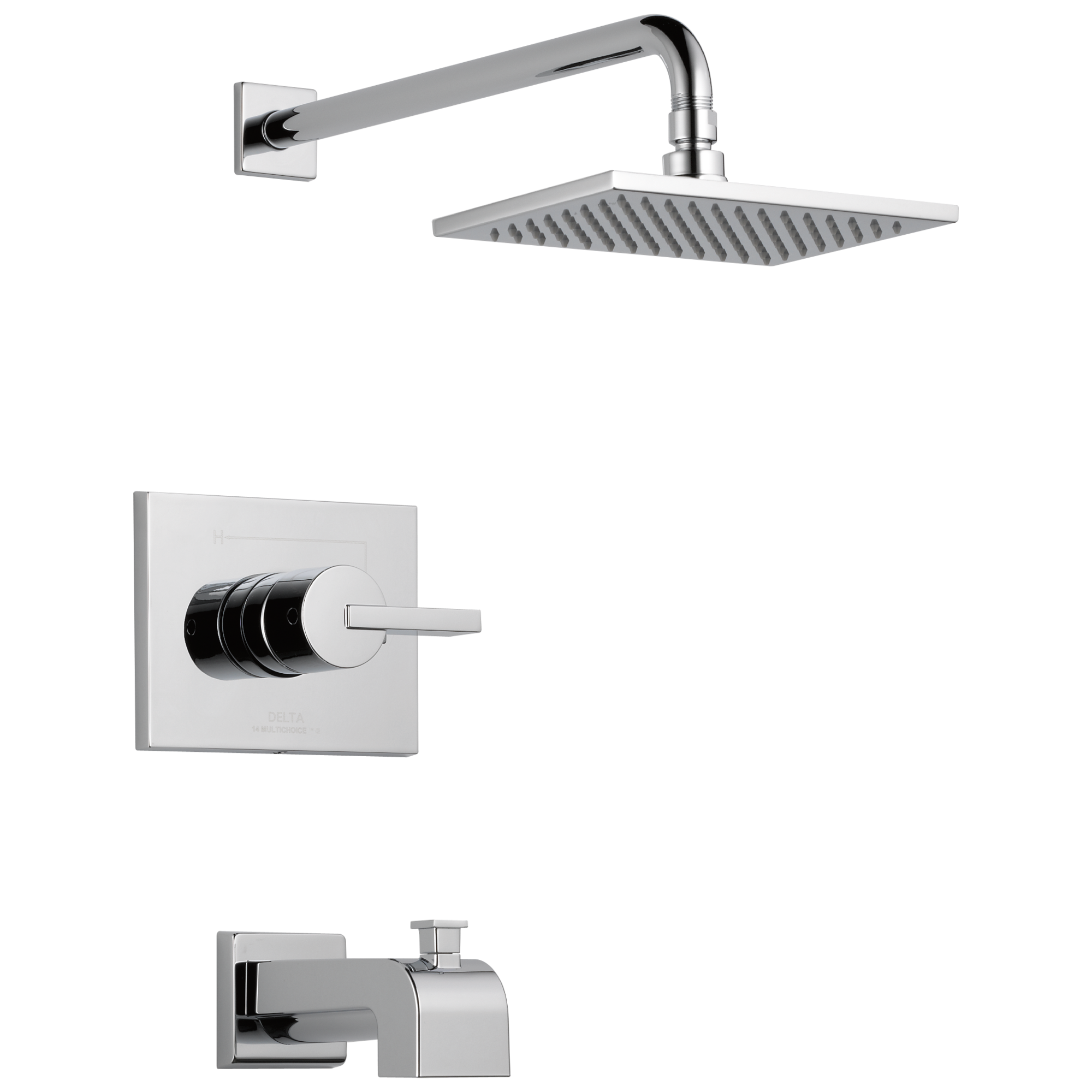Delta T14453 Vero Chrome 1-handle Single Function 8.656-in Square Bathtub and Shower Faucet Valve Included