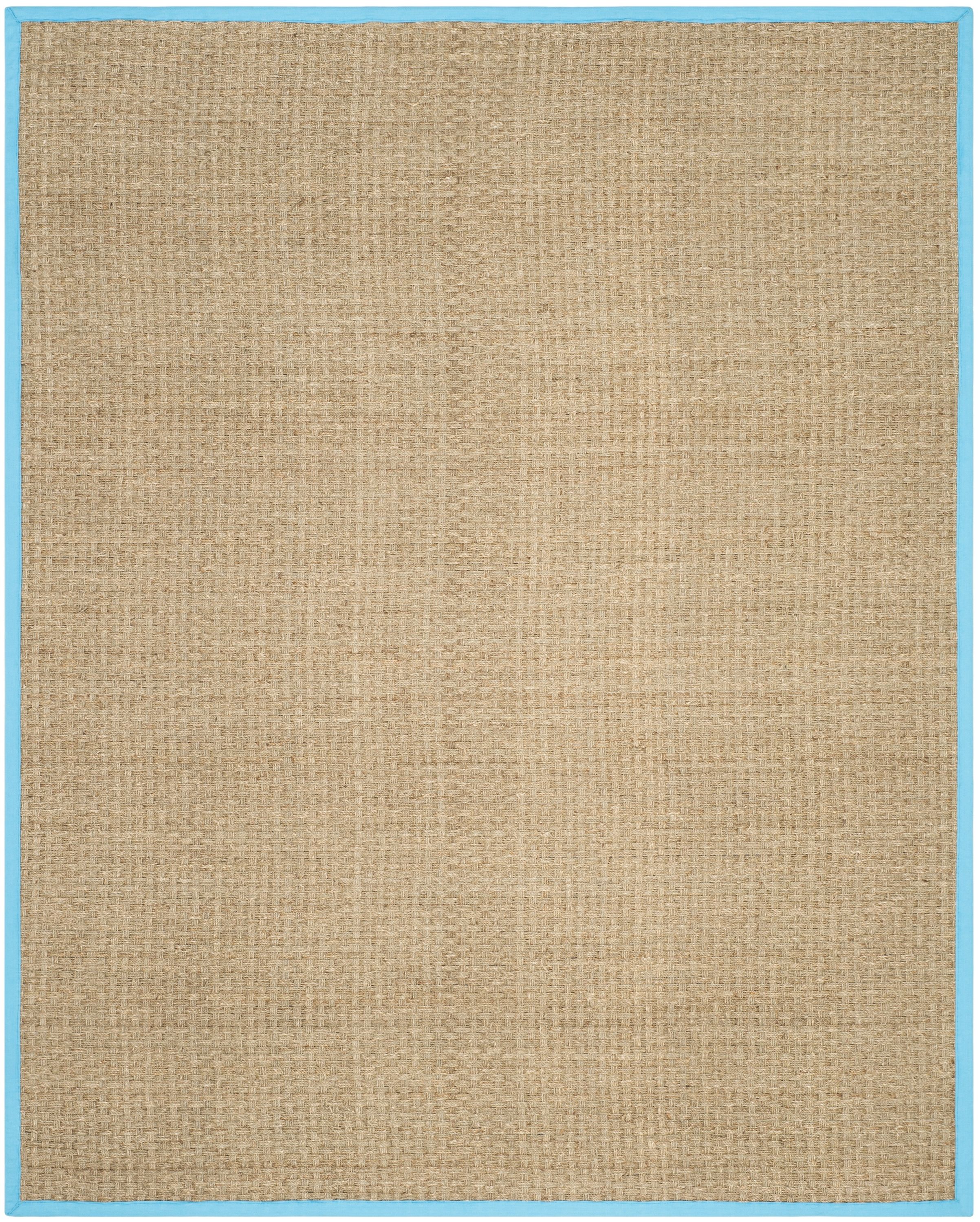 Natural and Turquoise Hand-Knotted Cotton Area Rug
