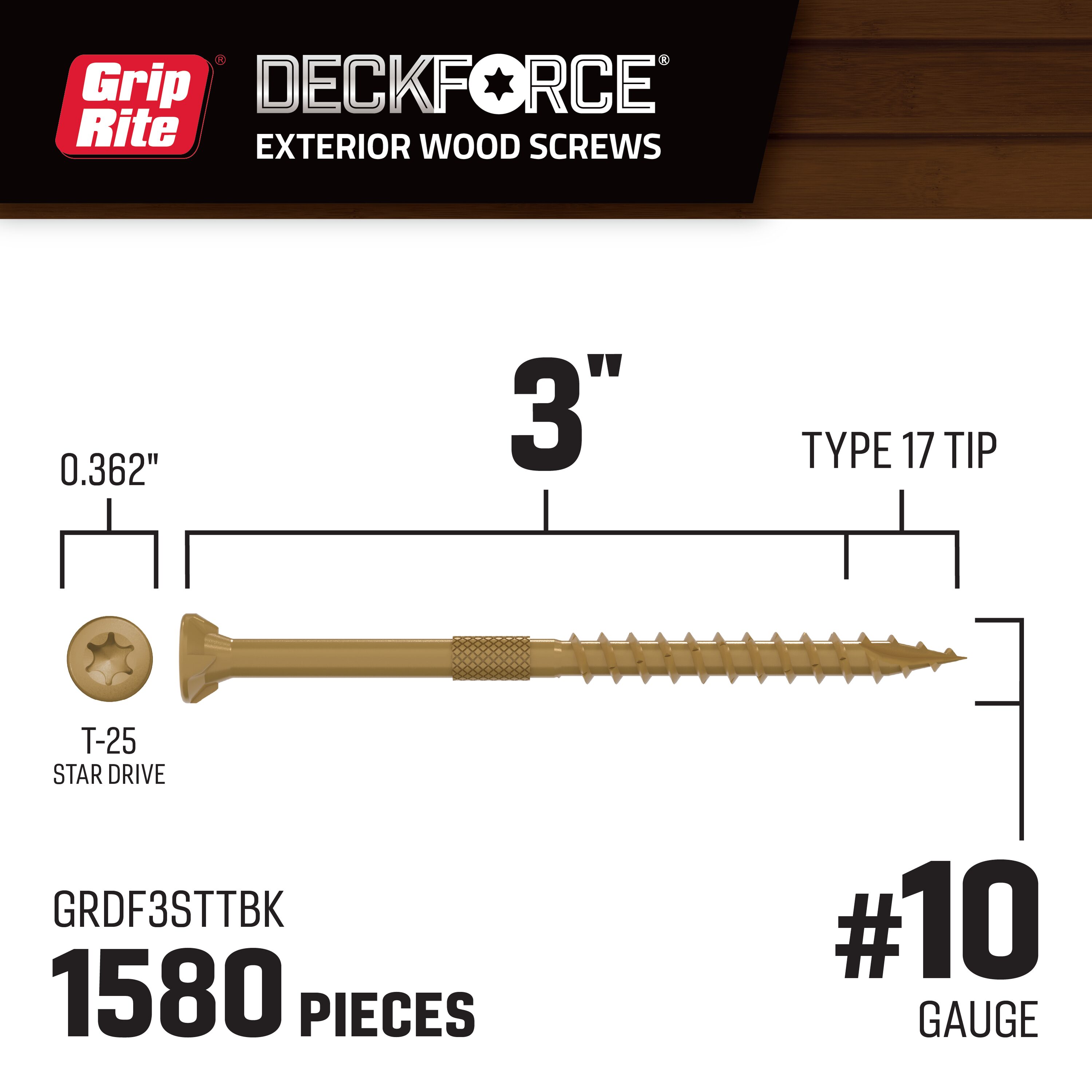 DeckForce by Grip Rite GRDF3STTBK Deck-Screws - View #2