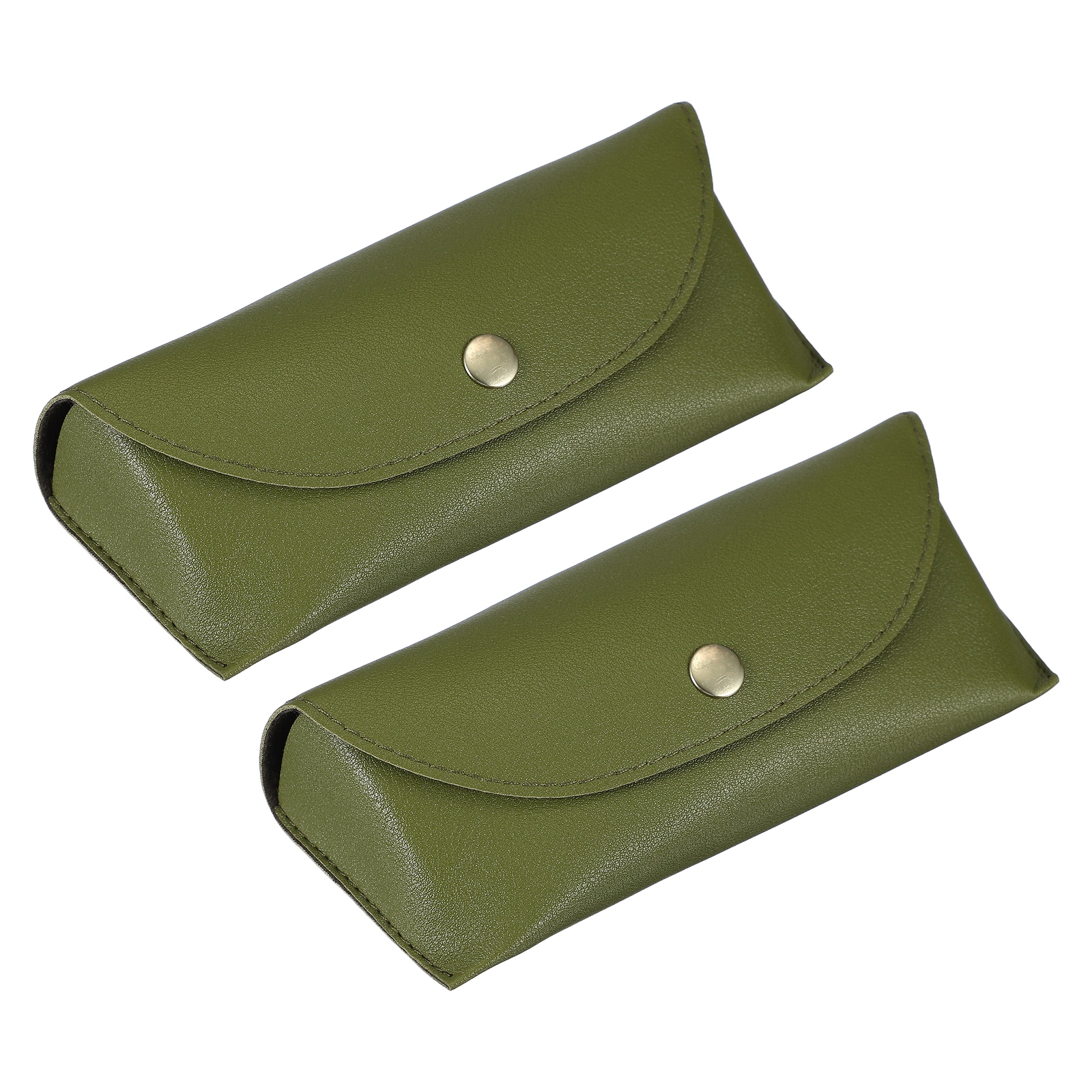Unique Bargains 2pcs Leather Eyeglass Cases 6.9x1.5x2.8inch Portable Glasses Storage Pouch Glasses Case with Button for Women Man Sunglasses Storage Green