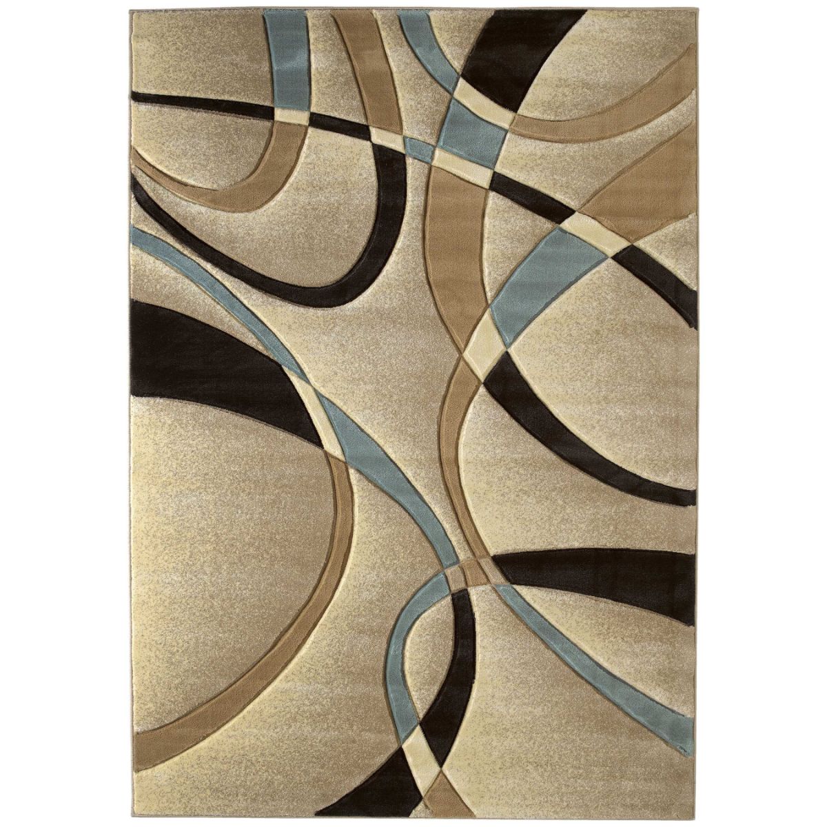 HomeRoots 368370 Jordan 5 x 7 Beige Indoor Geometric Mid-century Modern Area Rug