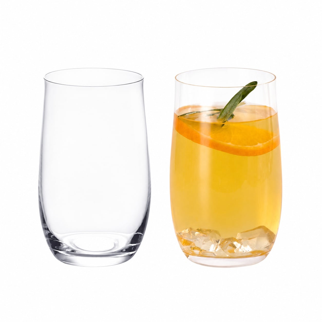 Aoibox  15 oz Clear Lead Free Crystal Highball Collins Glasses Broad Flat Base for Stability Set of 2