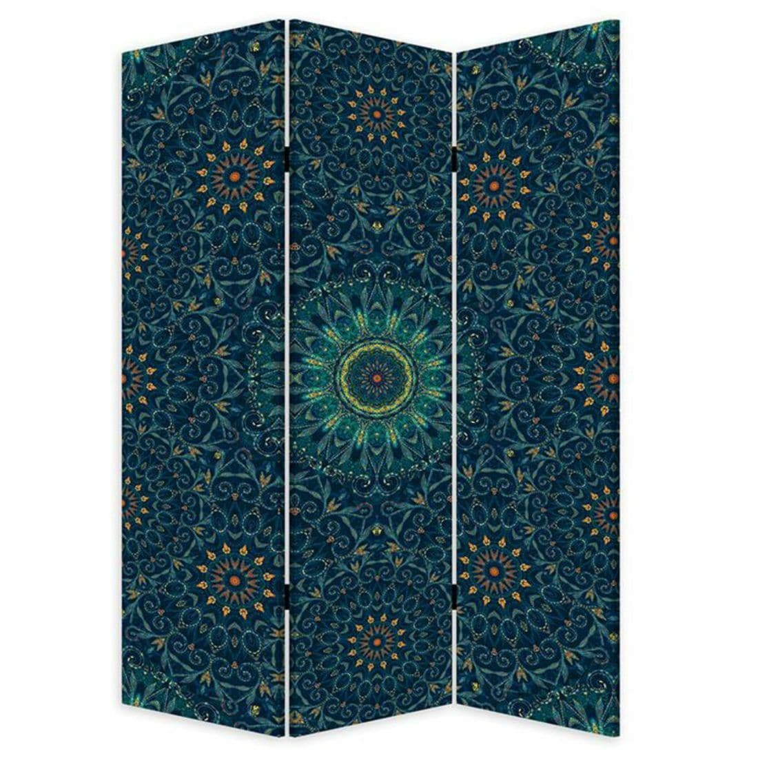 HomeRoots Blue Boho Mandala Three Panel Room Divider Screen at Lowes.com