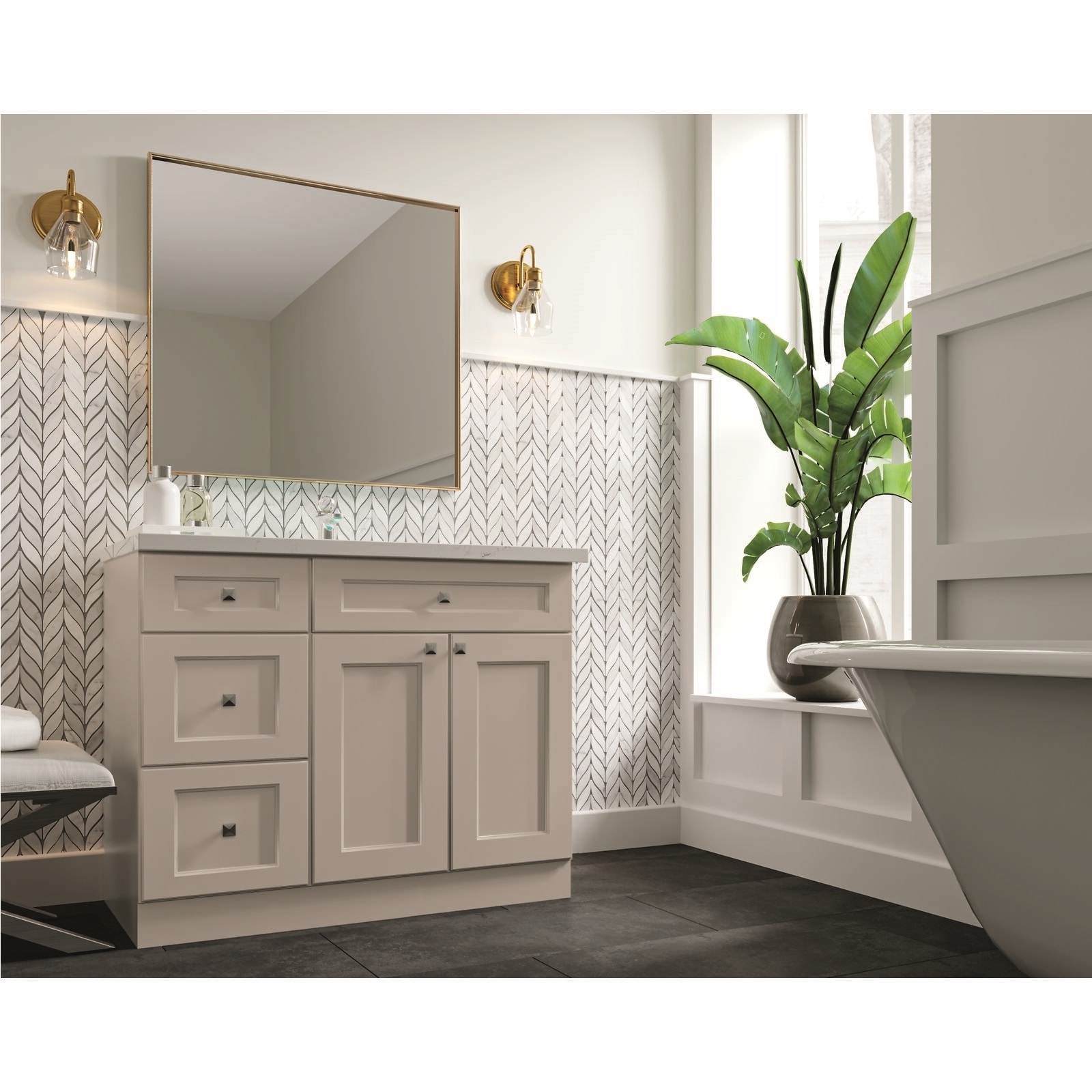Diamond NOW Calhoun 30-in Cloud Gray Bathroom Vanity Base Cabinet